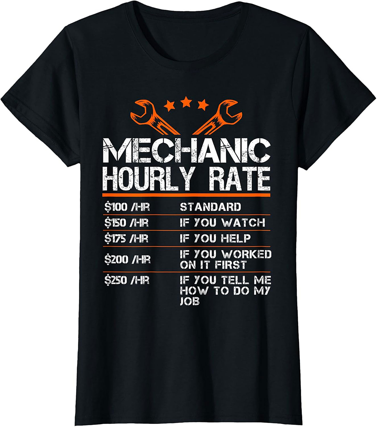 Funny Mechanic Hourly Rate T-Shirt Shop Humor Gift