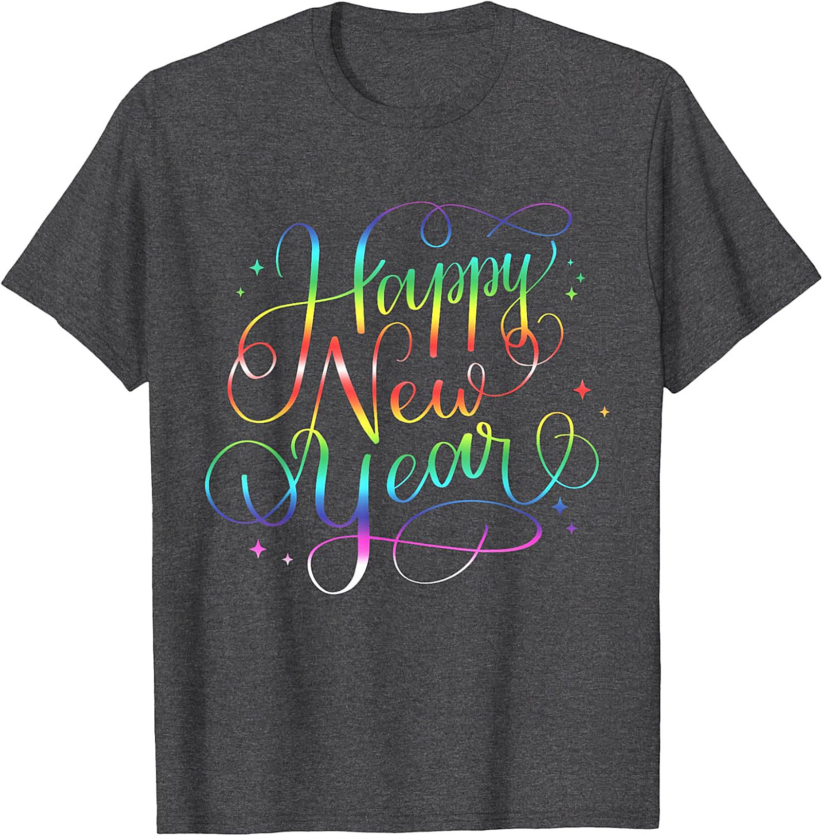 Happy New Year T-shirt Rainbow Cursive Graphic Tee