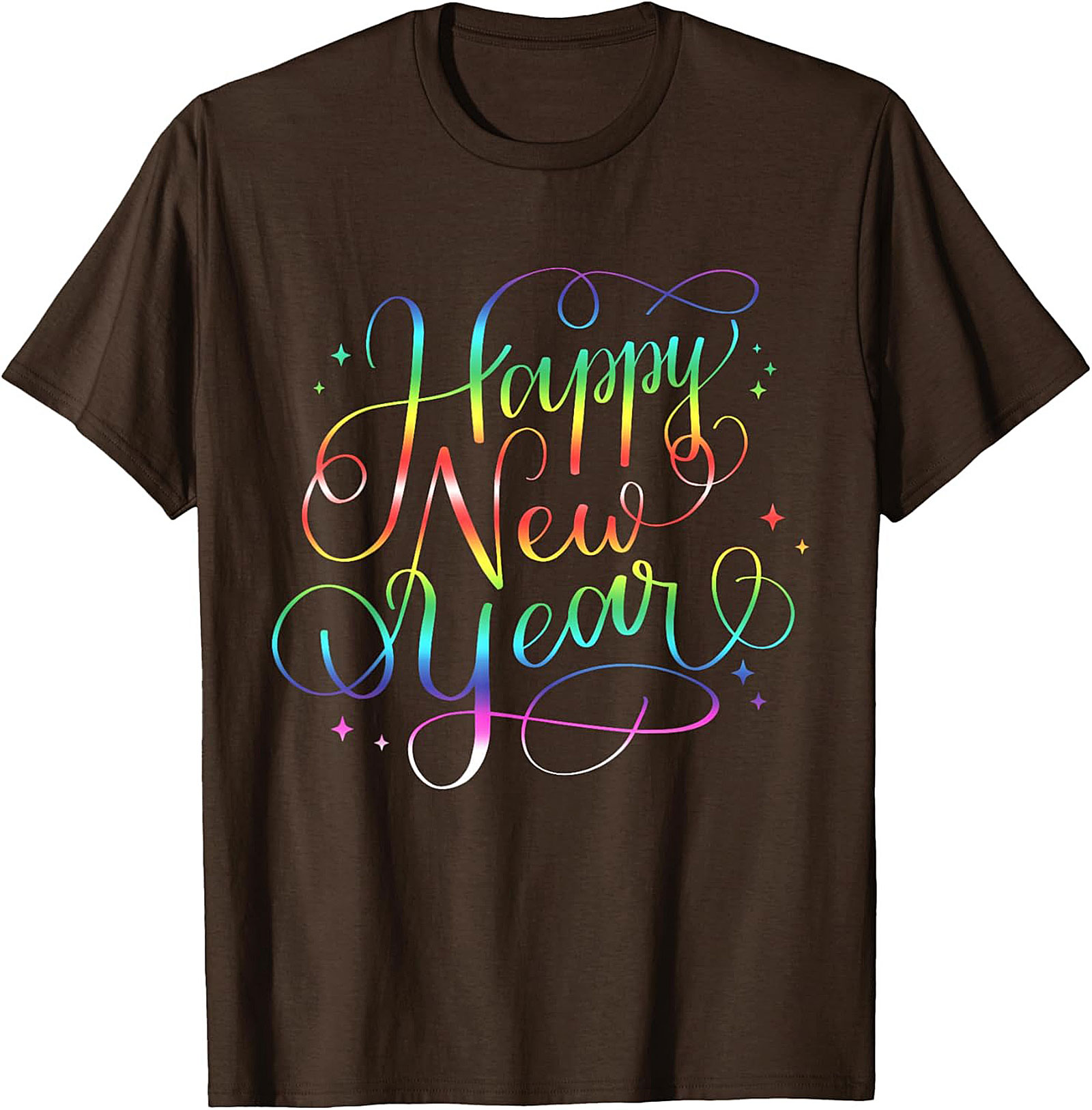 Happy New Year T-shirt Rainbow Cursive Graphic Tee