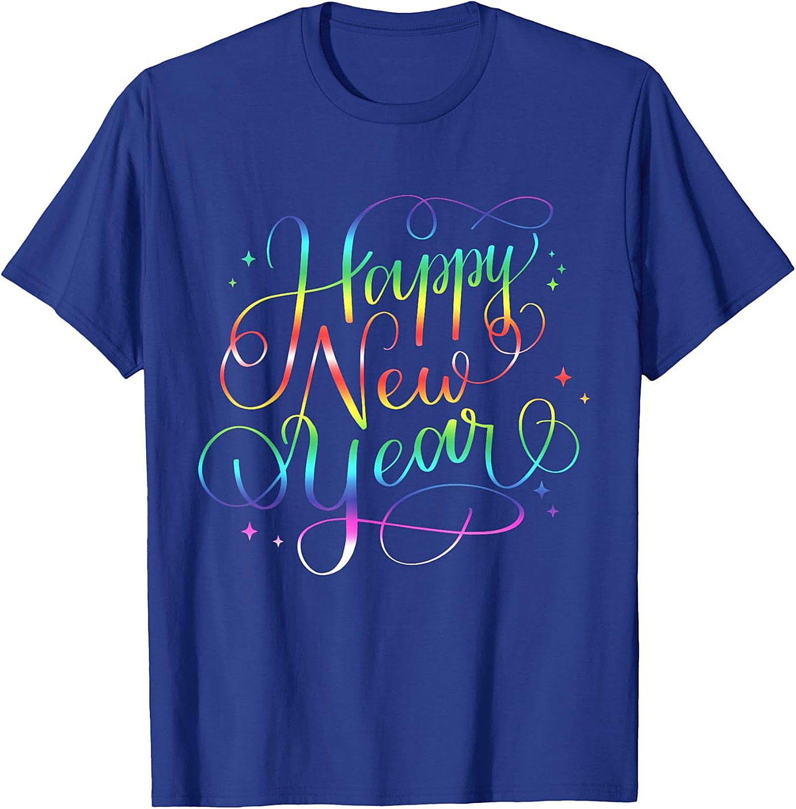 Happy New Year T-shirt Rainbow Cursive Graphic Tee