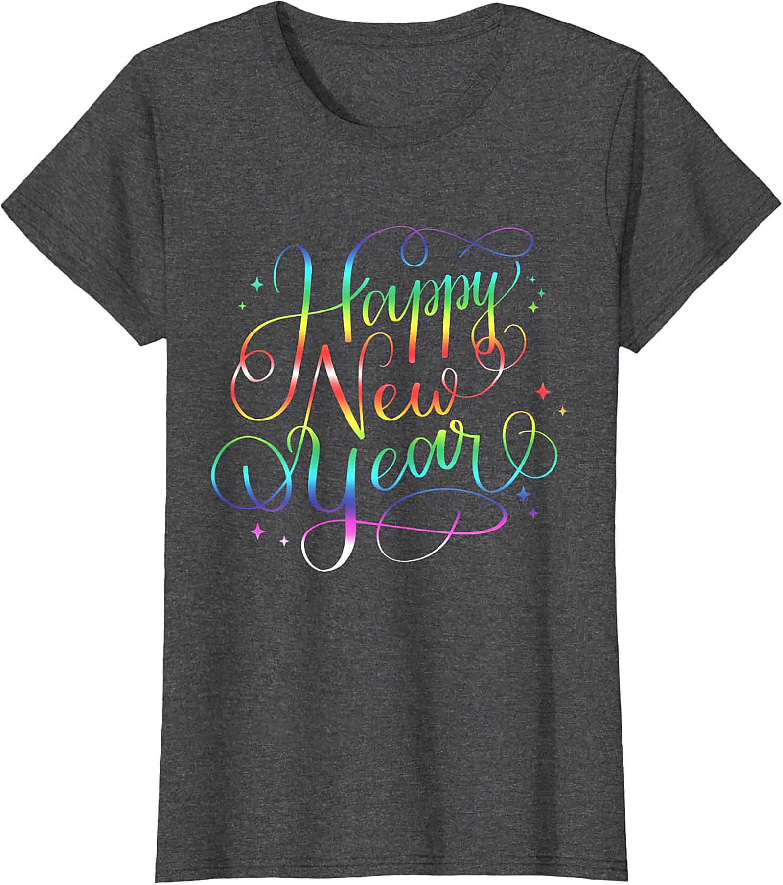 Happy New Year T-shirt Rainbow Cursive Graphic Tee