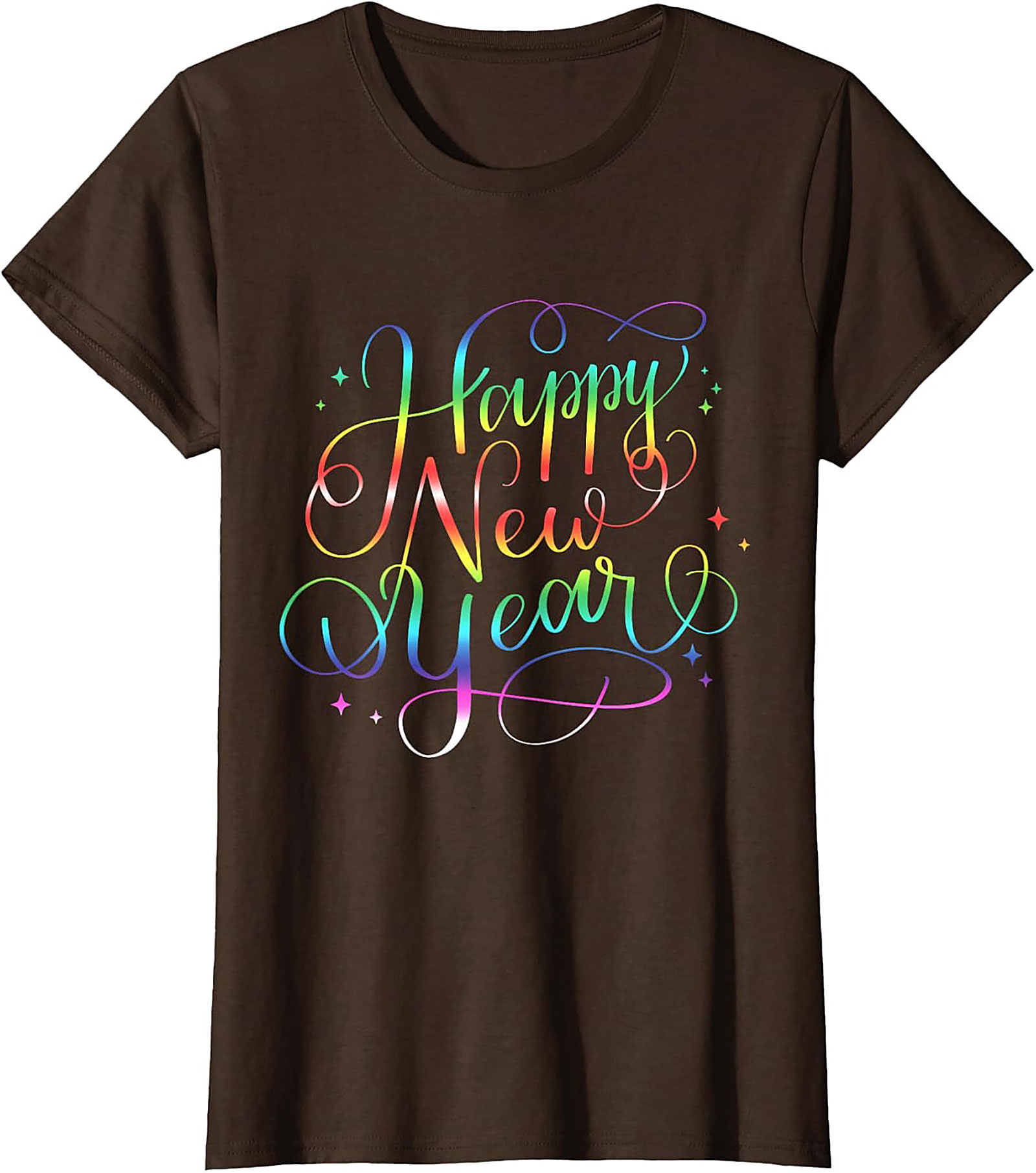 Happy New Year T-shirt Rainbow Cursive Graphic Tee