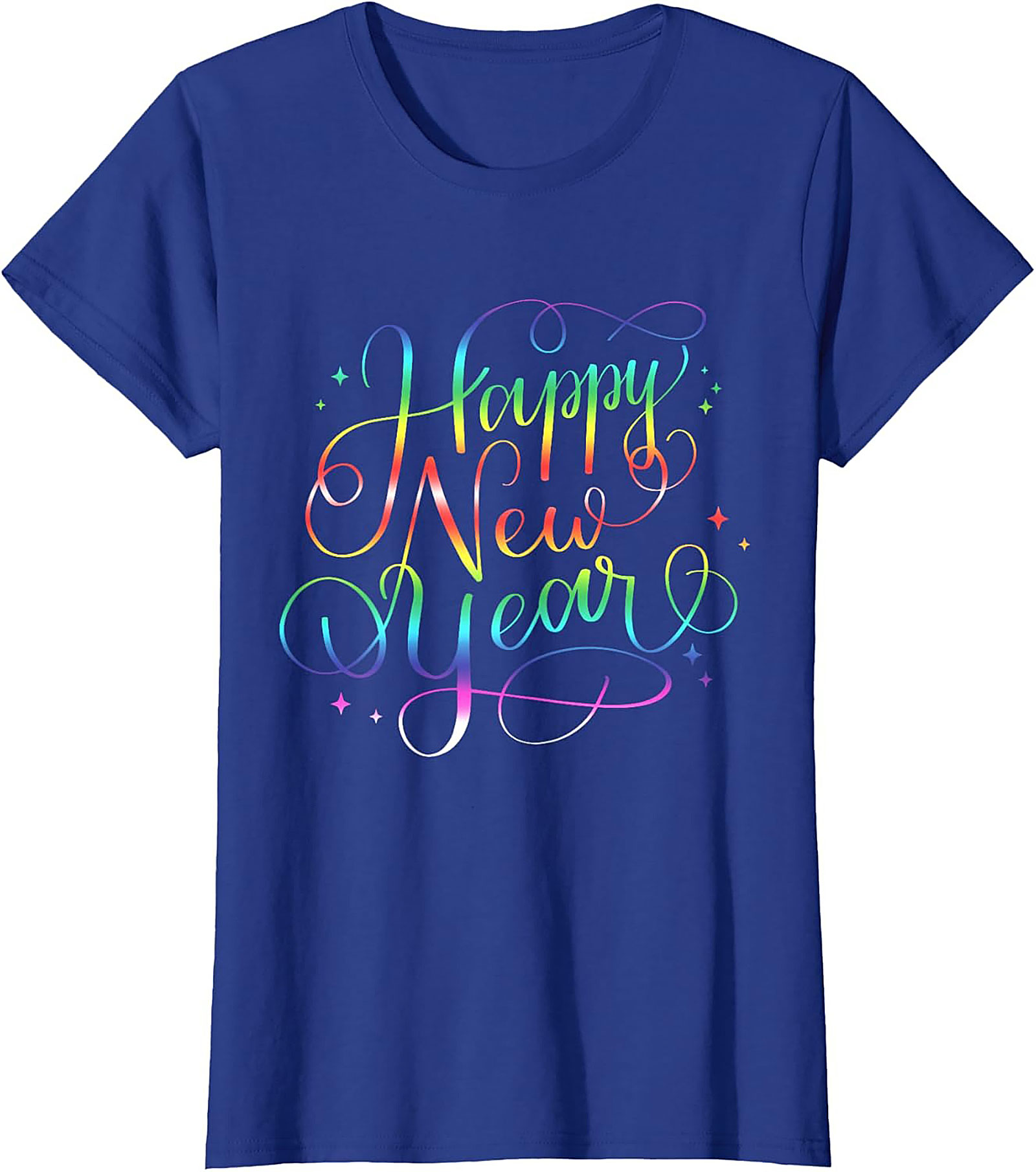 Happy New Year T-shirt Rainbow Cursive Graphic Tee