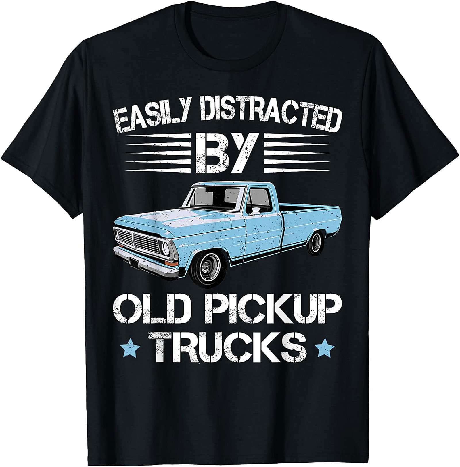 Easily Distracted By Old Pickup Truck Graphic Tee