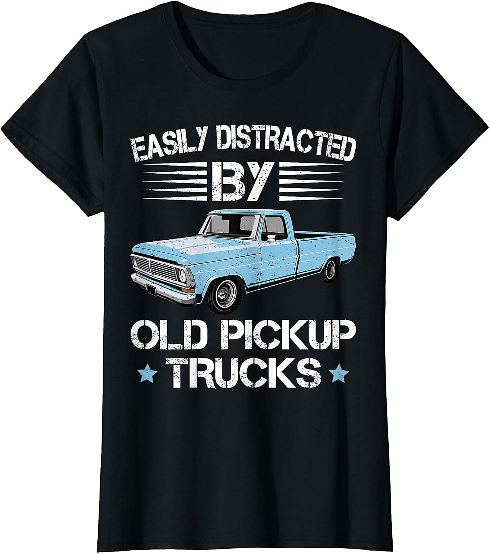 Easily Distracted By Old Pickup Truck Graphic Tee
