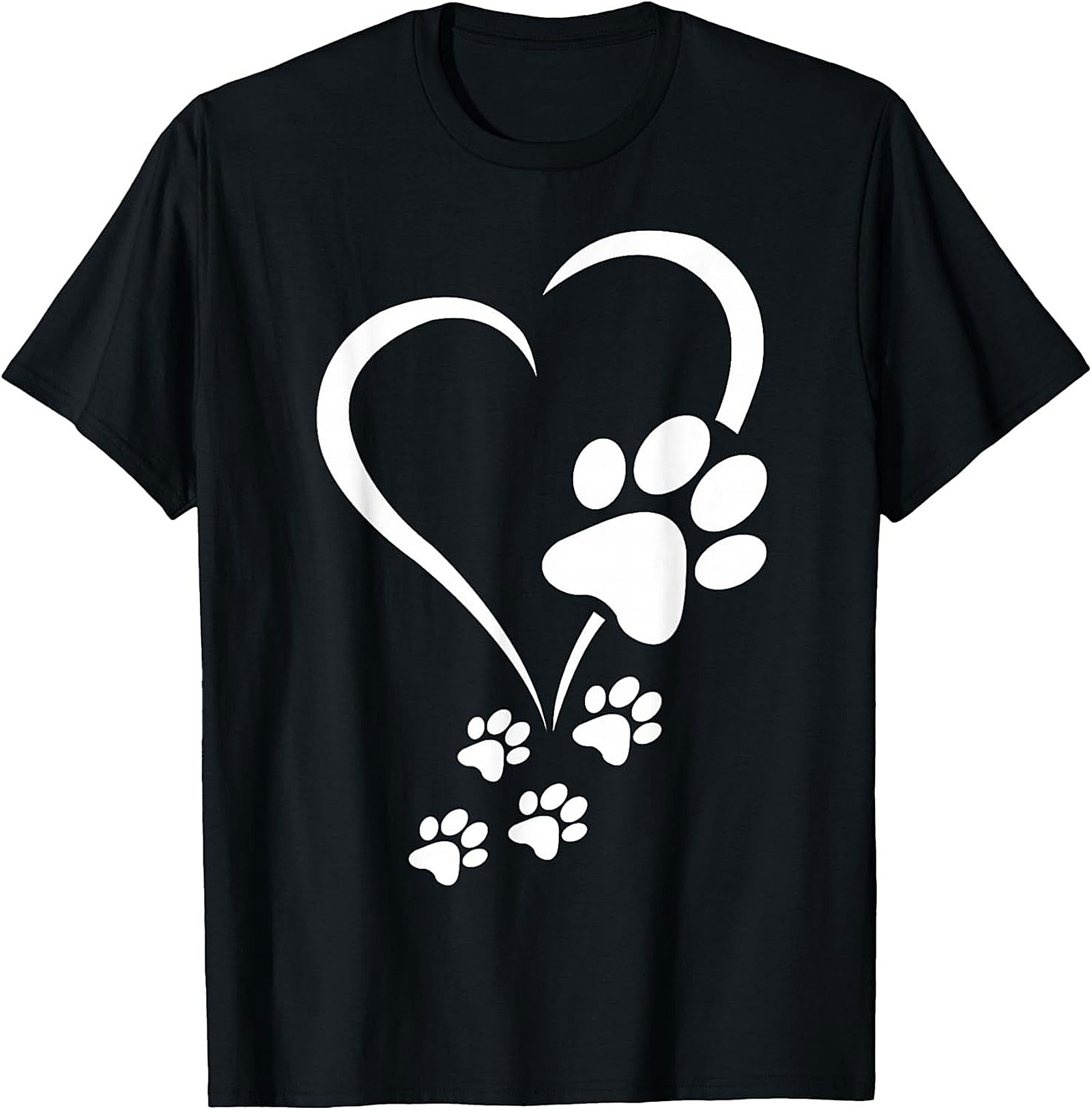 Paw Print Heart T-Shirt - Pet Lover Graphic Tee for Dog Moms & Cat Dads