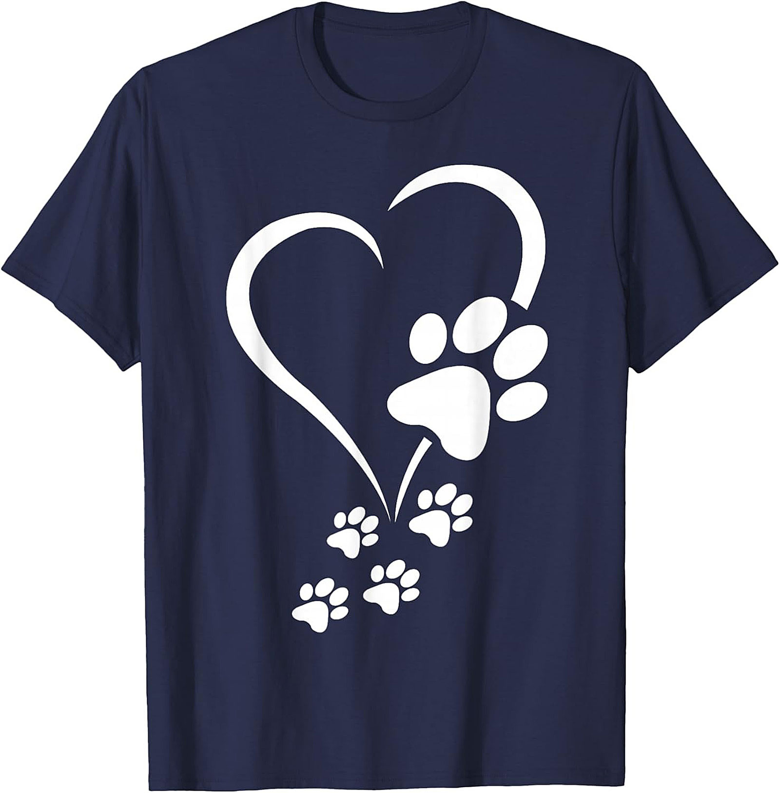 Paw Print Heart T-Shirt - Pet Lover Graphic Tee for Dog Moms & Cat Dads
