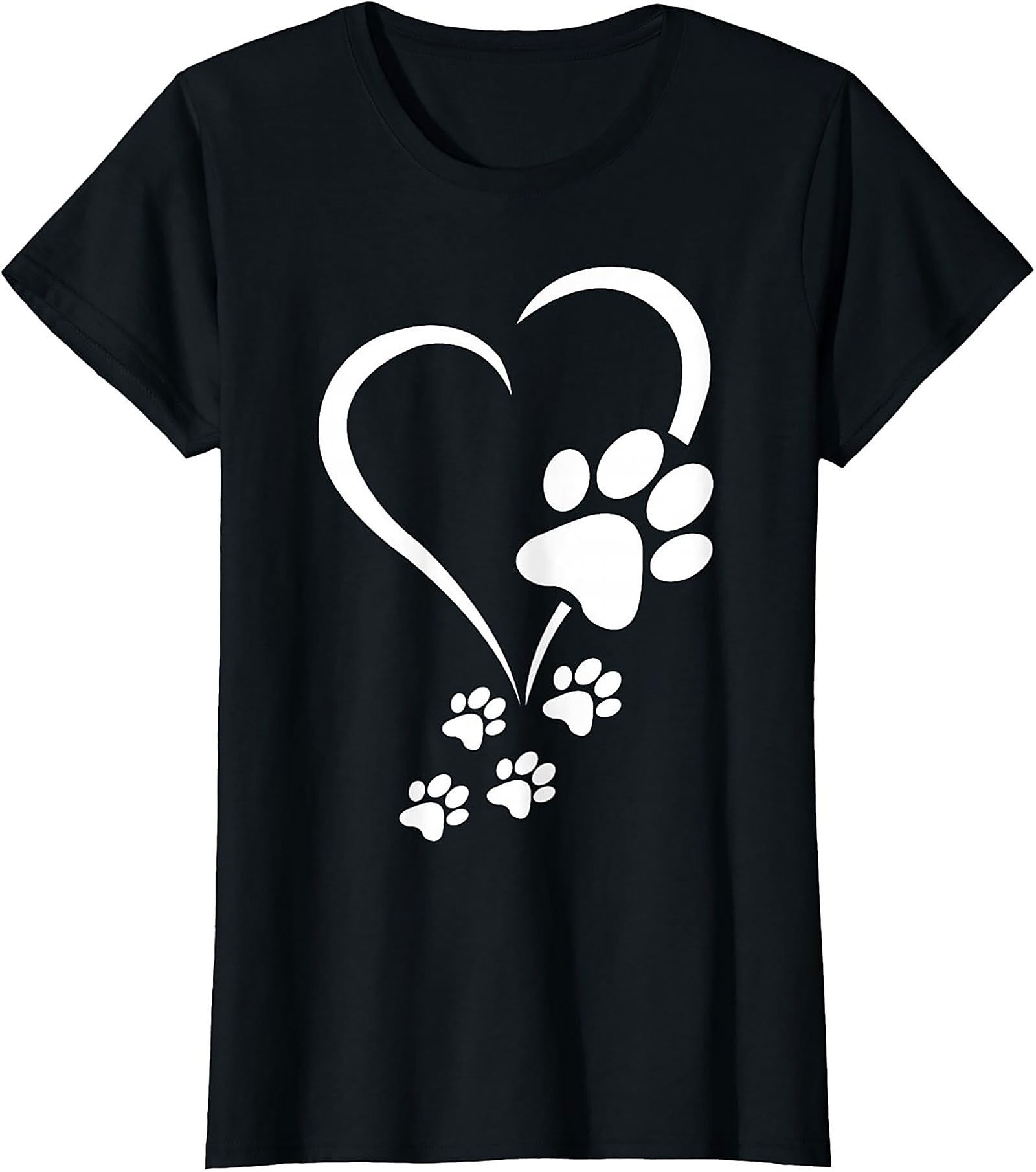 Paw Print Heart T-Shirt - Pet Lover Graphic Tee for Dog Moms & Cat Dads