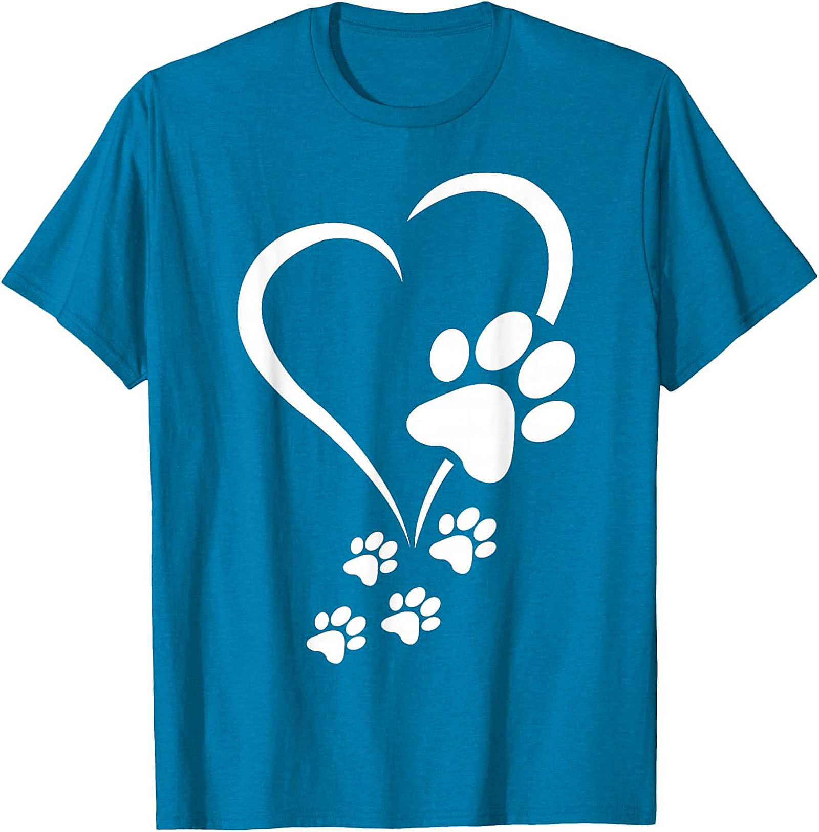 Paw Print Heart T-Shirt - Pet Lover Graphic Tee for Dog Moms & Cat Dads
