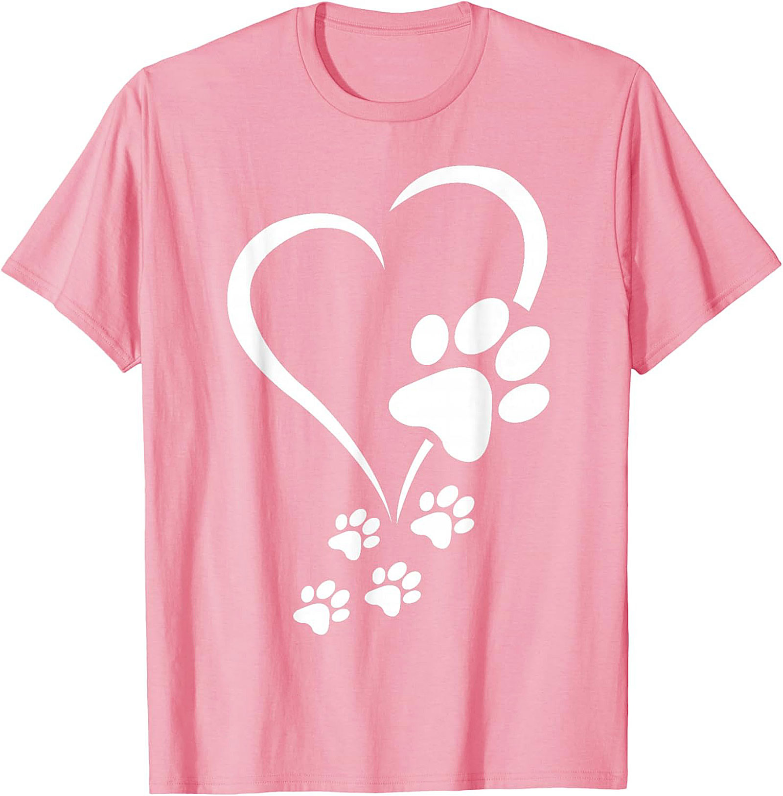 Paw Print Heart T-Shirt - Pet Lover Graphic Tee for Dog Moms & Cat Dads