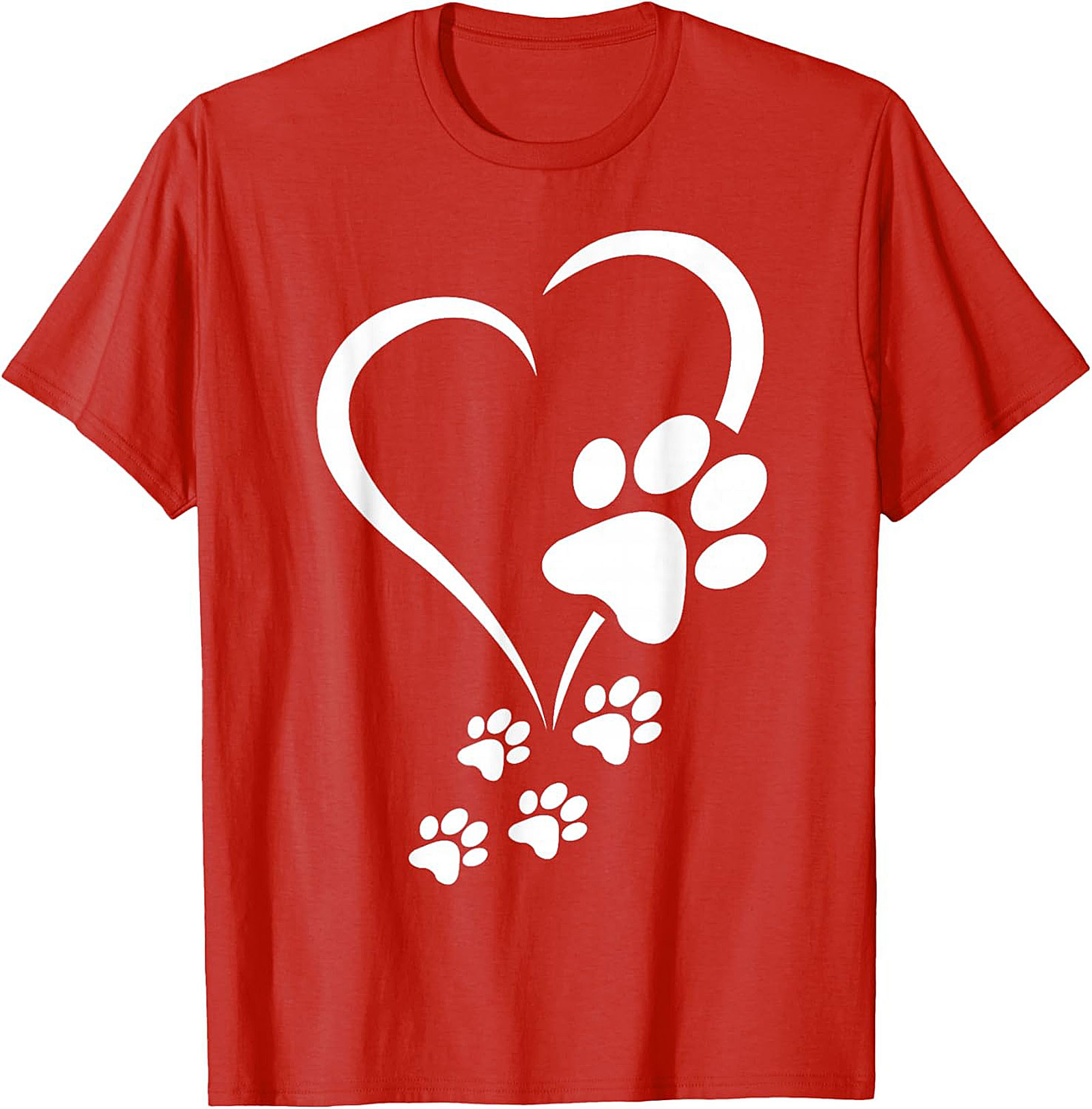 Paw Print Heart T-Shirt - Pet Lover Graphic Tee for Dog Moms & Cat Dads