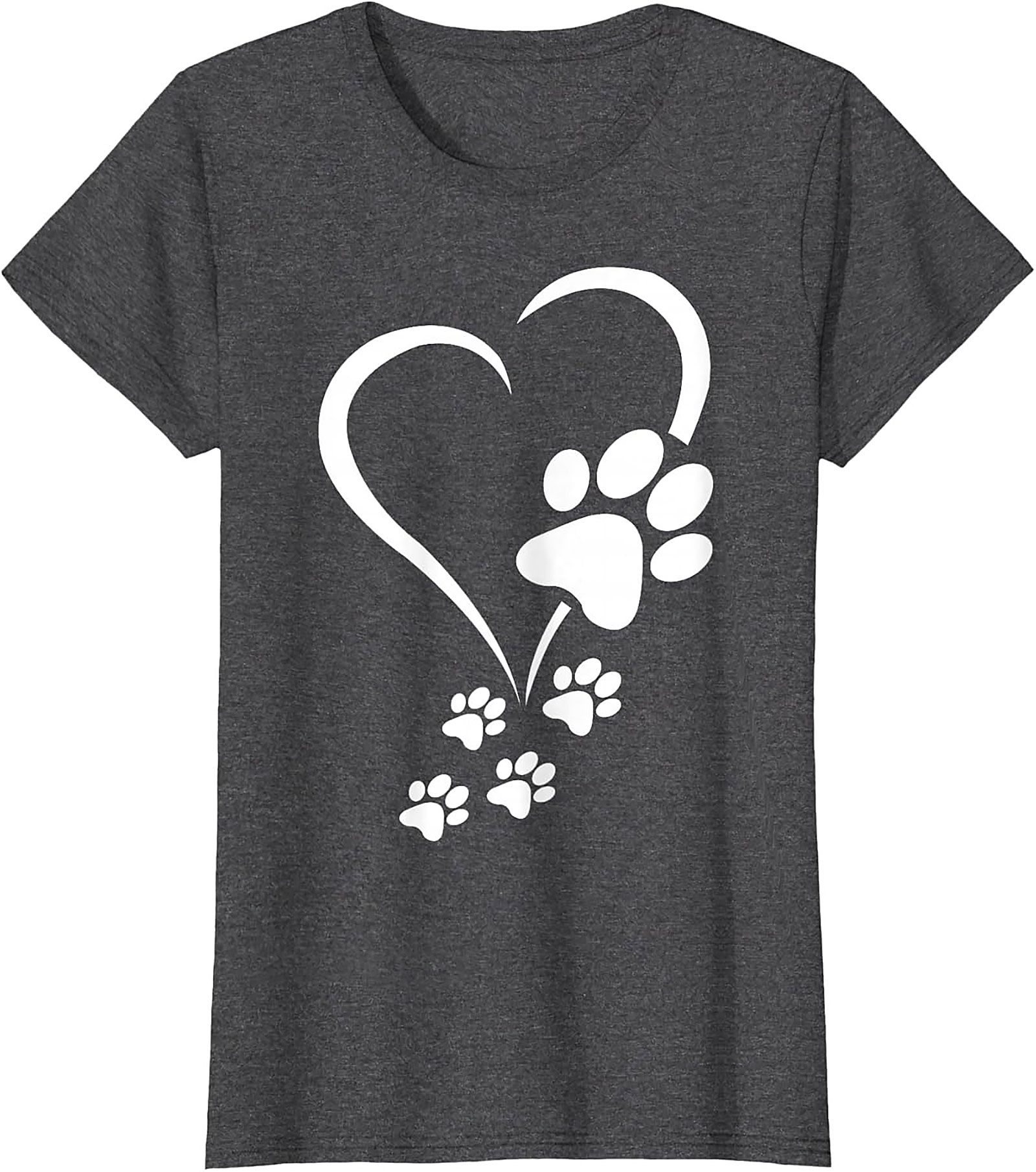 Paw Print Heart T-Shirt - Pet Lover Graphic Tee for Dog Moms & Cat Dads