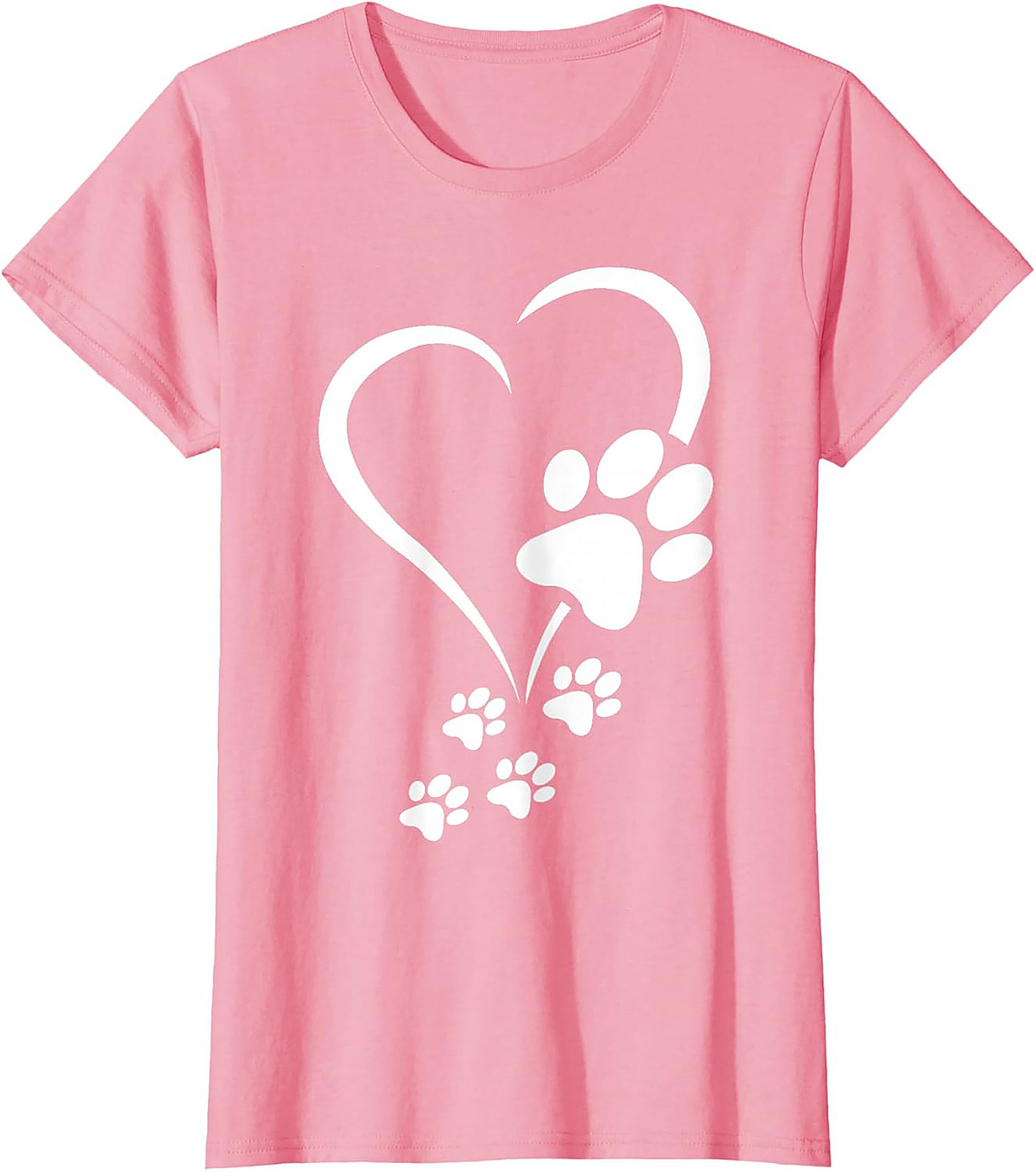 Paw Print Heart T-Shirt - Pet Lover Graphic Tee for Dog Moms & Cat Dads