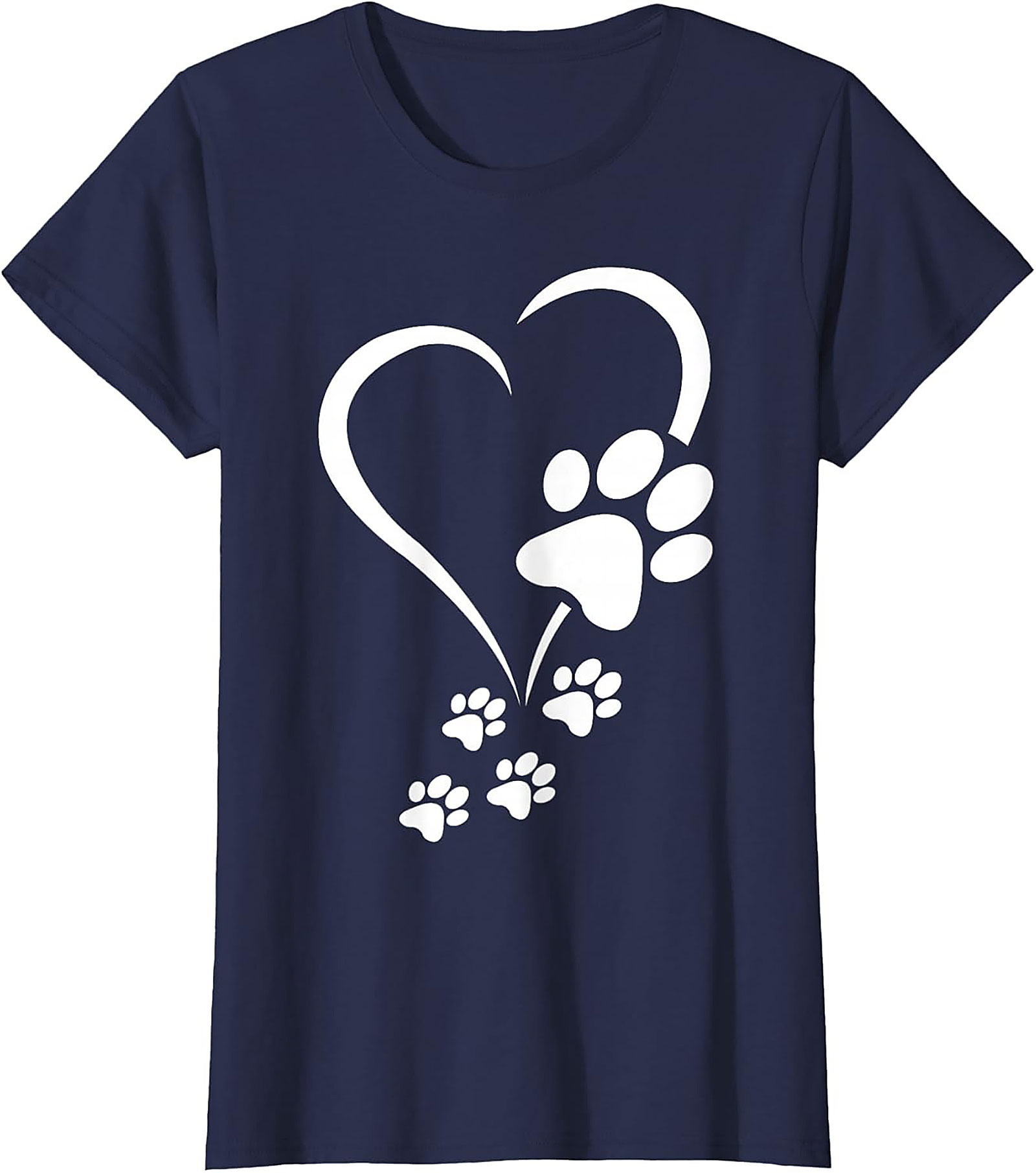 Paw Print Heart T-Shirt - Pet Lover Graphic Tee for Dog Moms & Cat Dads