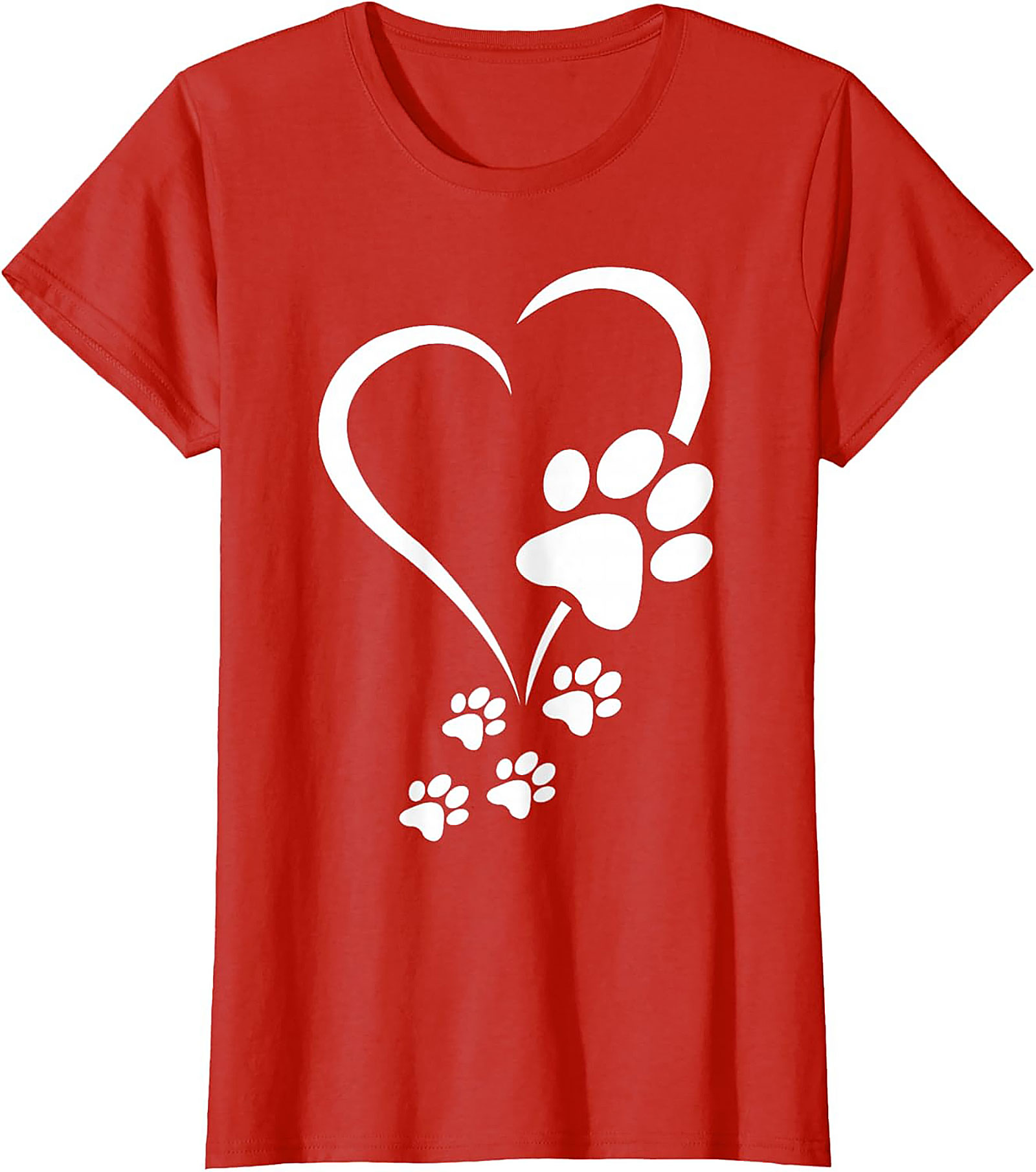 Paw Print Heart T-Shirt - Pet Lover Graphic Tee for Dog Moms & Cat Dads