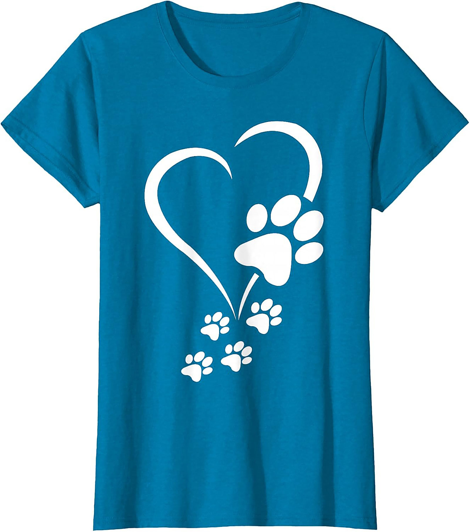 Paw Print Heart T-Shirt - Pet Lover Graphic Tee for Dog Moms & Cat Dads