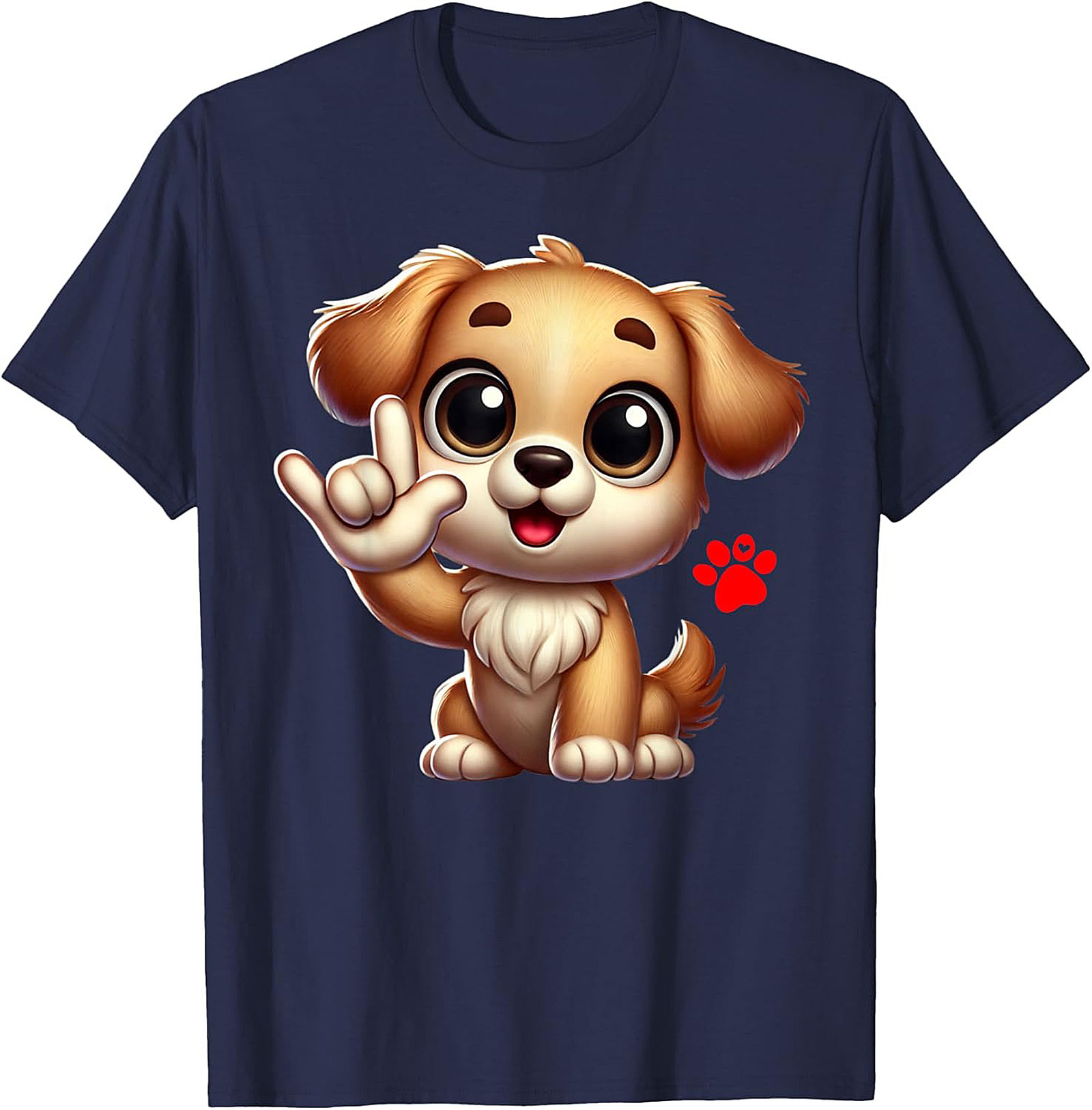 Cute Puppy "I Love You" Graphic Tee - Dog Lover ASL Shirt