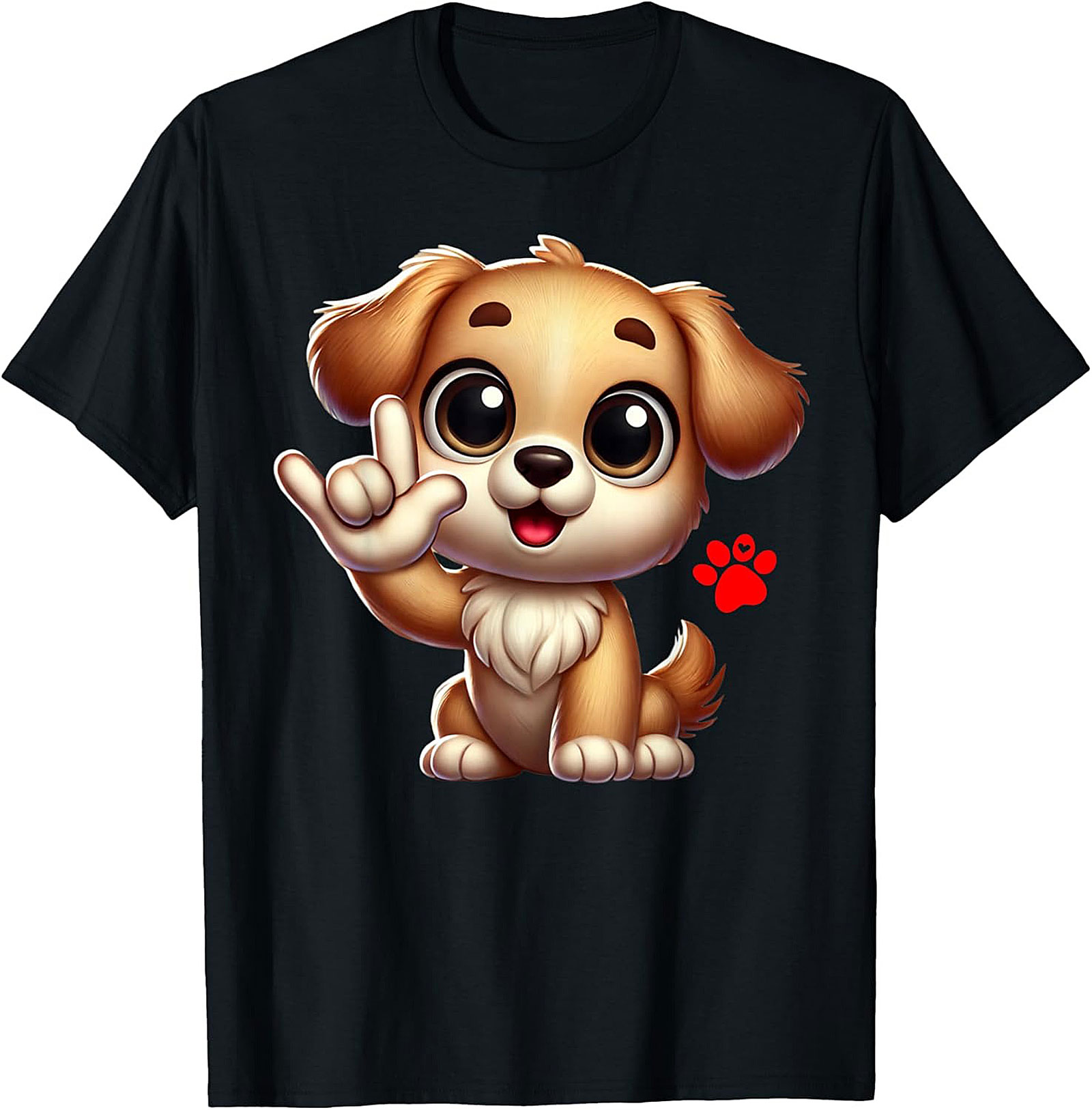 Cute Puppy "I Love You" Graphic Tee - Dog Lover ASL Shirt