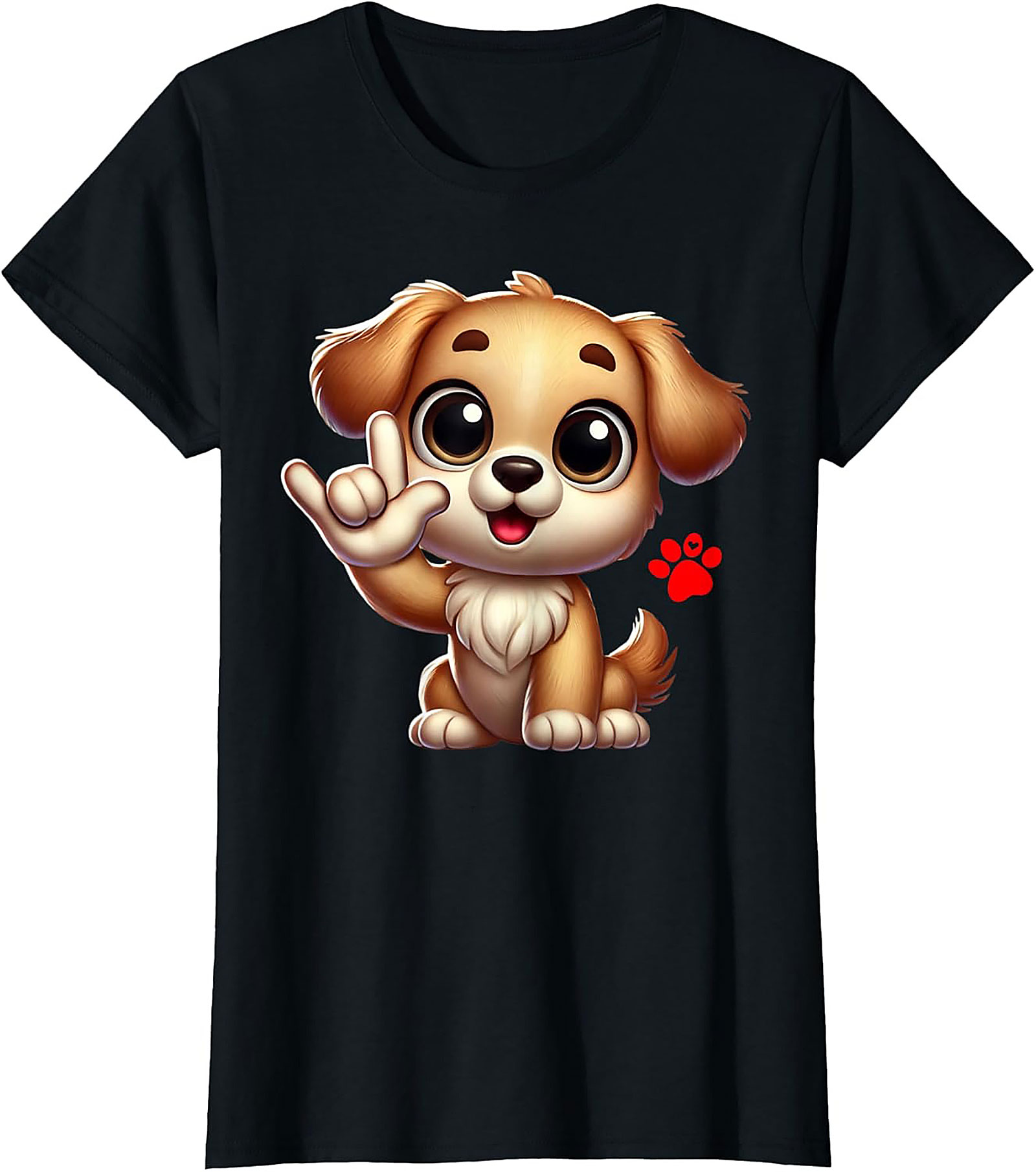 Cute Puppy "I Love You" Graphic Tee - Dog Lover ASL Shirt