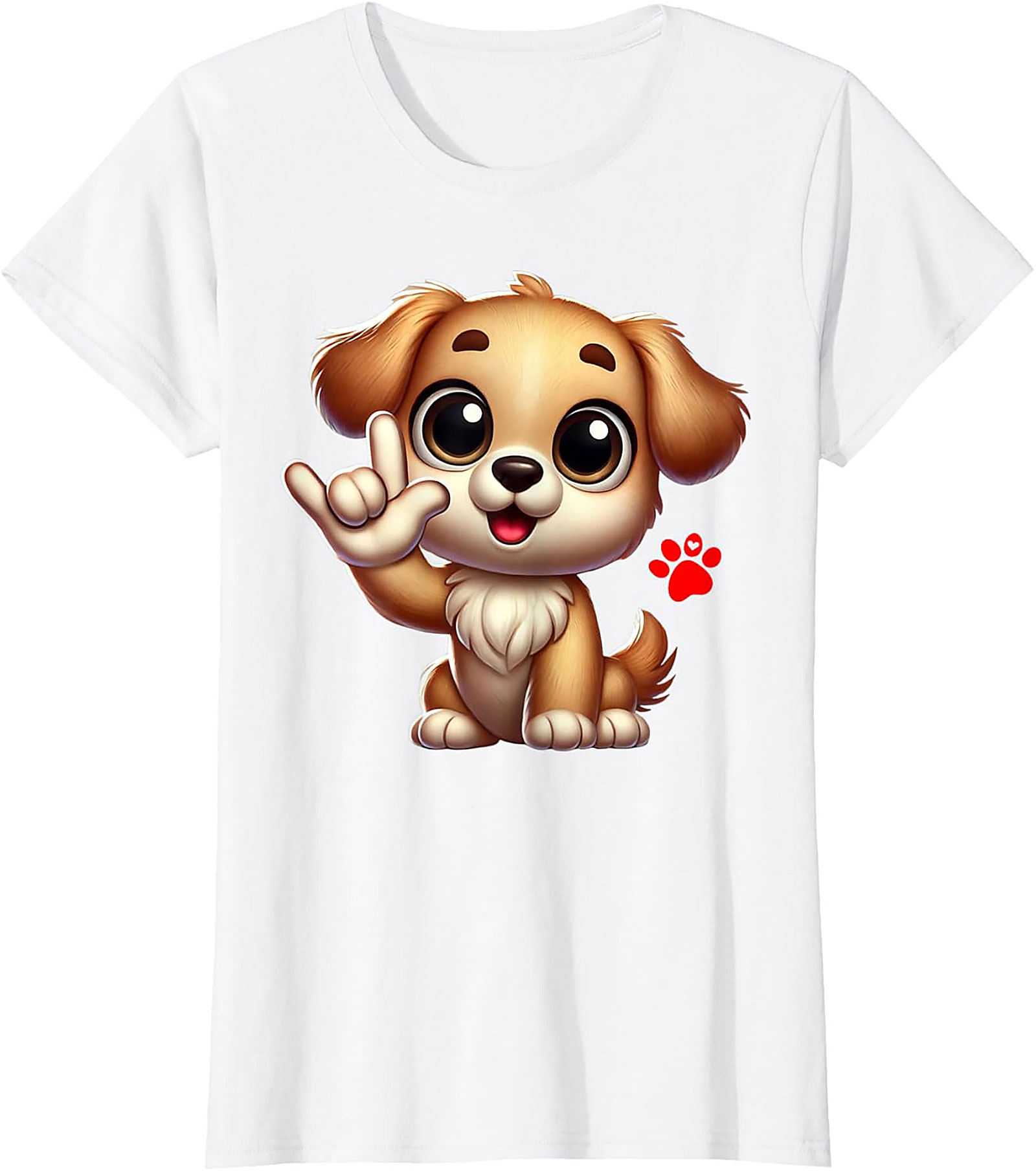 Cute Puppy "I Love You" Graphic Tee - Dog Lover ASL Shirt