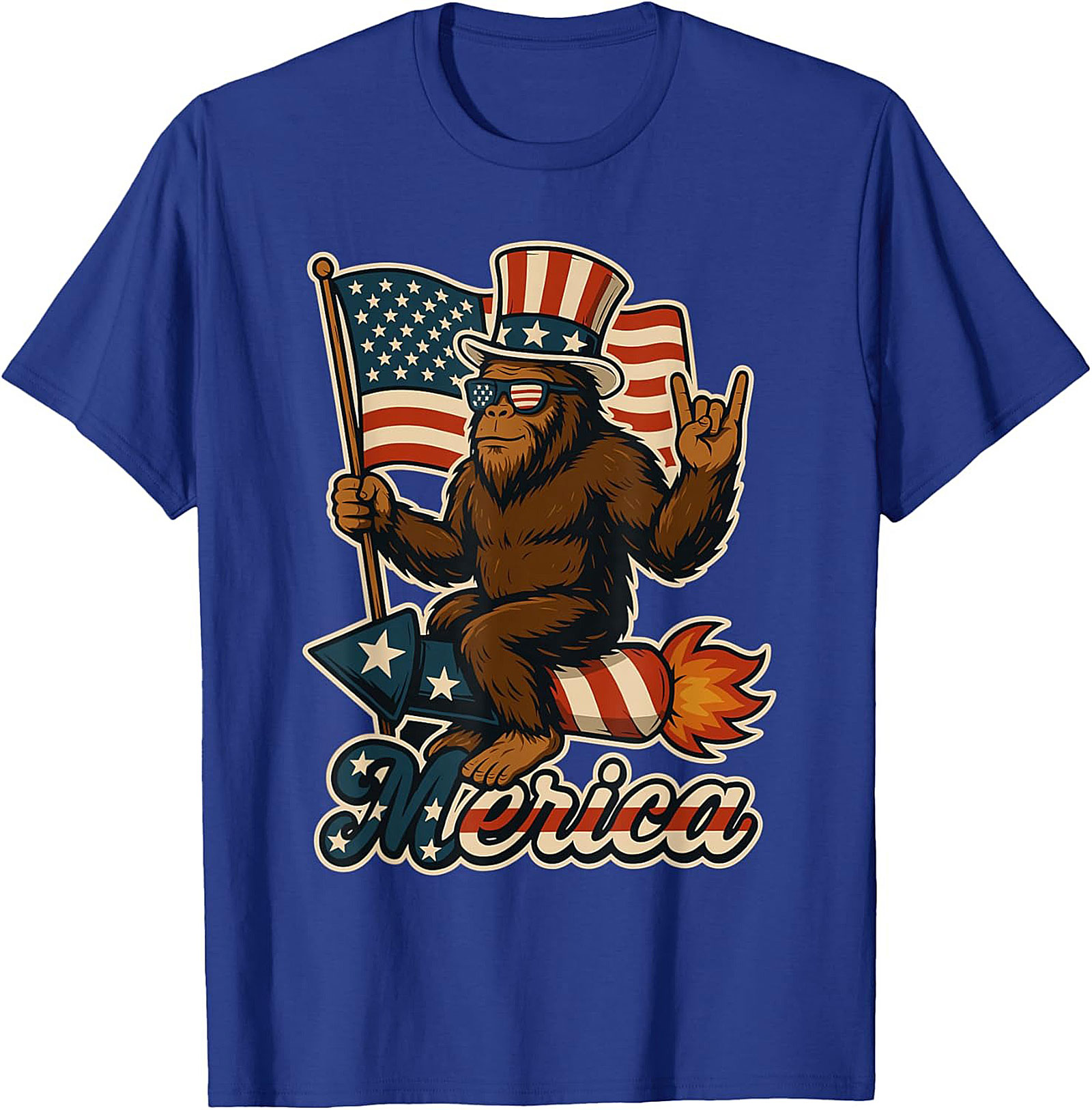 Funny Patriotic Bigfoot T-Shirt | Merica Sasquatch Tee