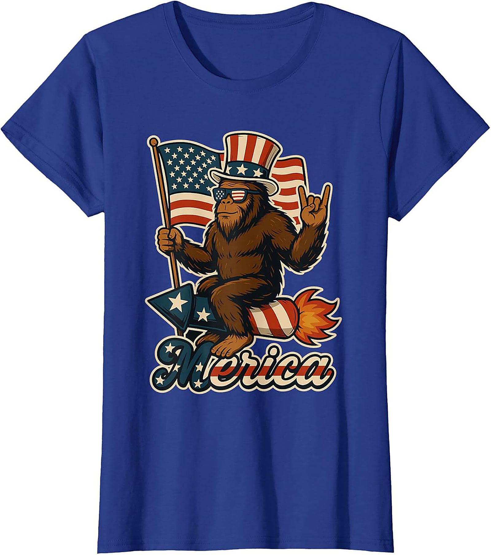 Funny Patriotic Bigfoot T-Shirt | Merica Sasquatch Tee