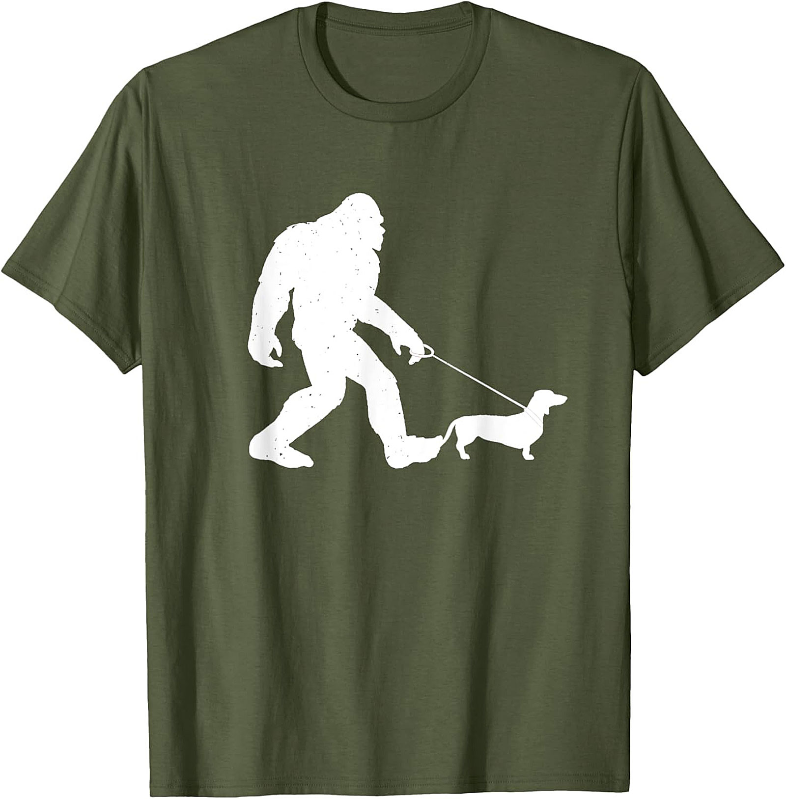 Bigfoot Walking Dachshund Funny T-shirt | Sasquatch Wiener Dog Graphic Tee