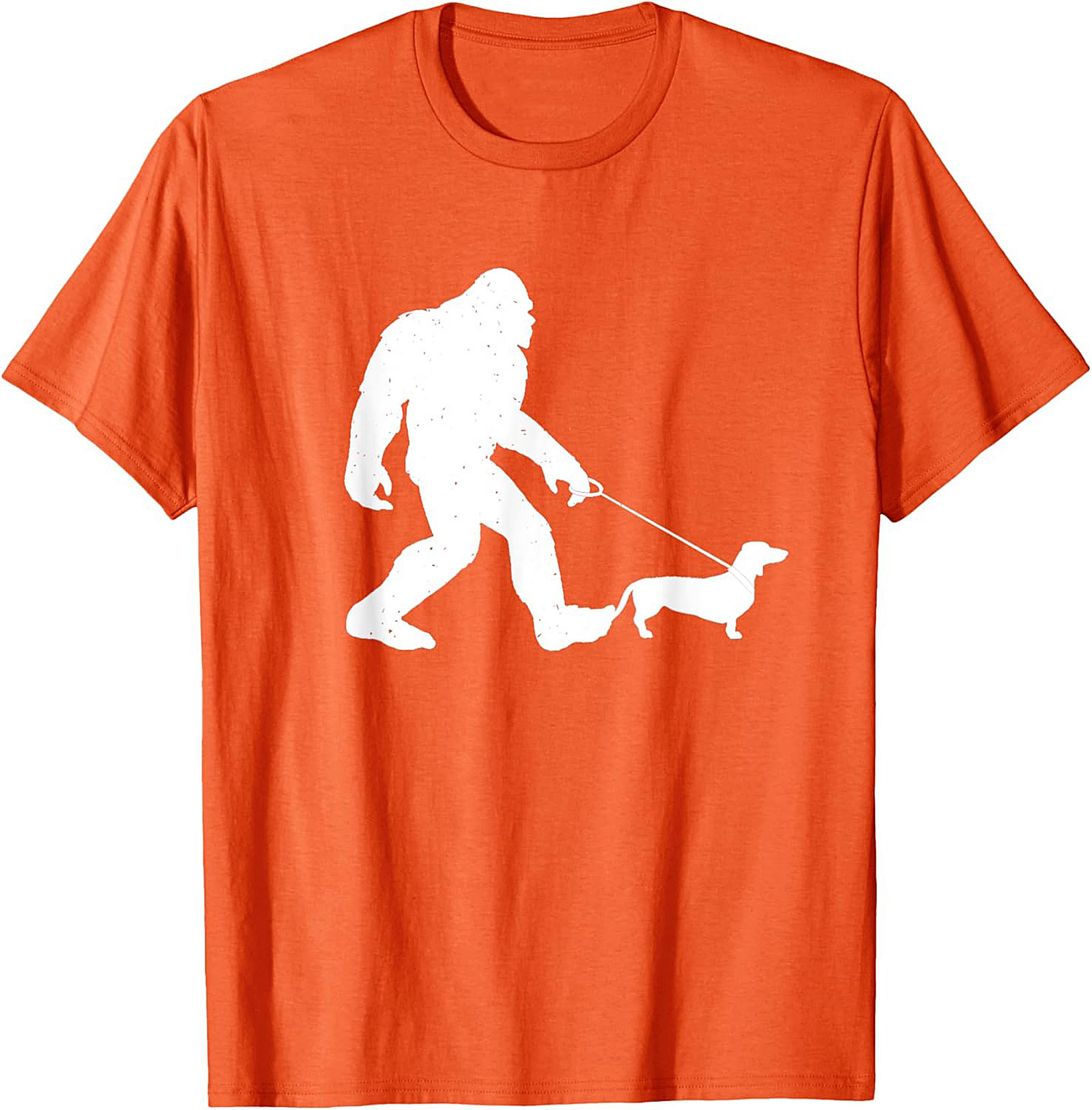 Bigfoot Walking Dachshund Funny T-shirt | Sasquatch Wiener Dog Graphic Tee