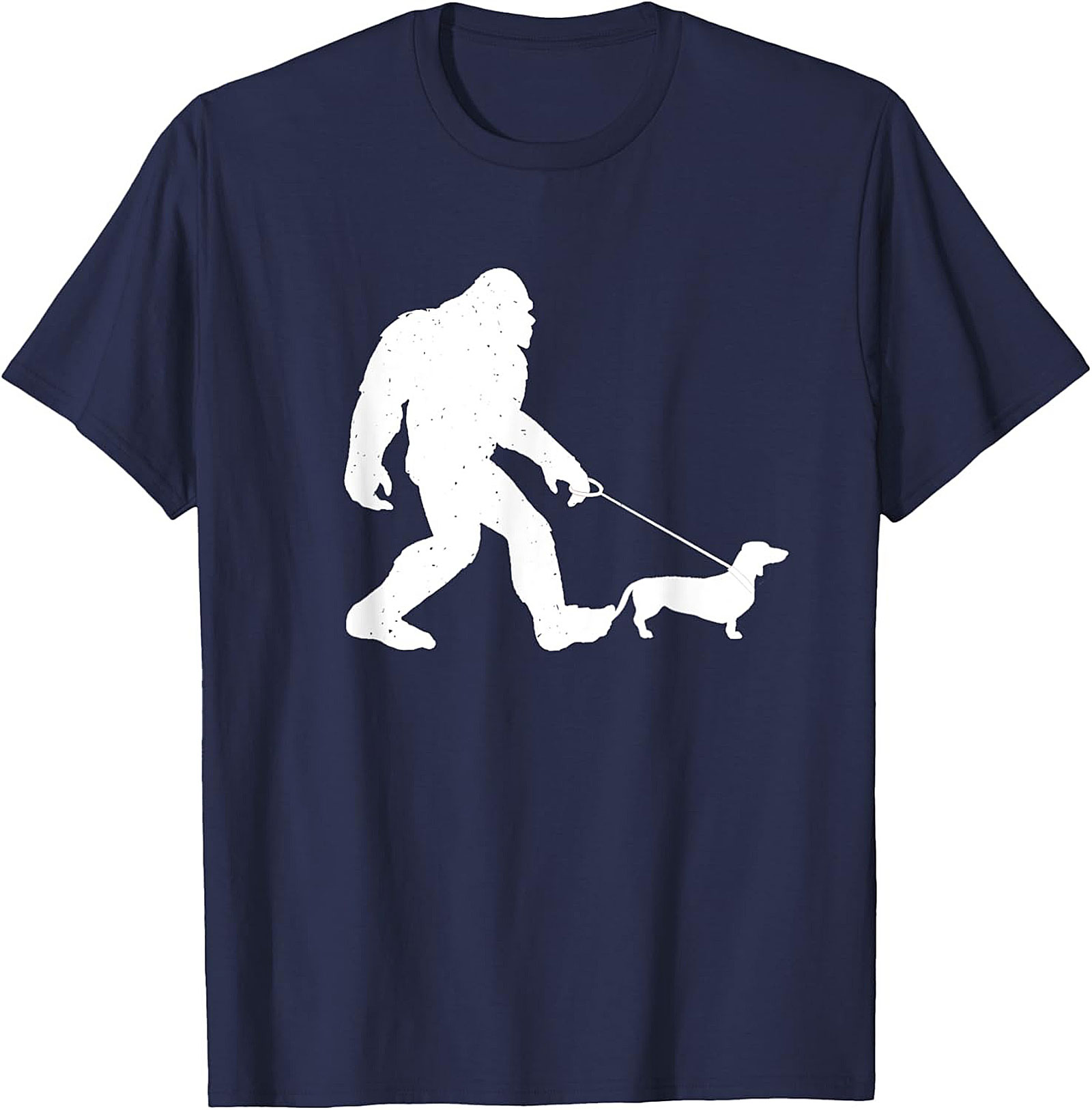 Bigfoot Walking Dachshund Funny T-shirt | Sasquatch Wiener Dog Graphic Tee