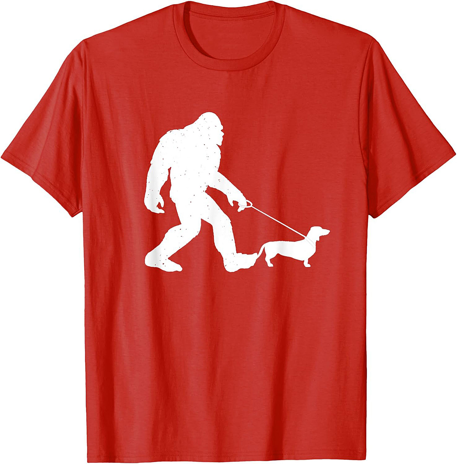 Bigfoot Walking Dachshund Funny T-shirt | Sasquatch Wiener Dog Graphic Tee