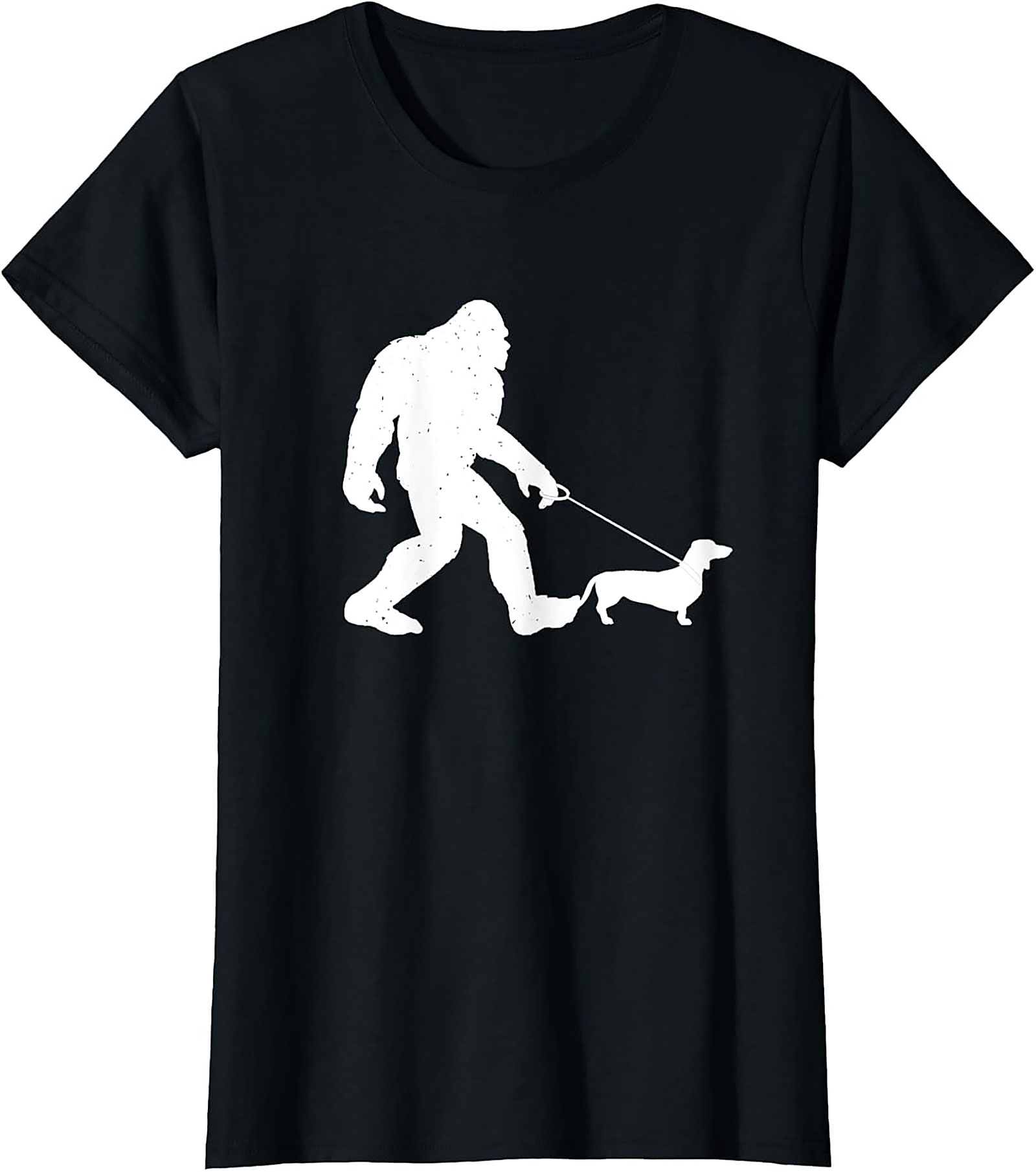 Bigfoot Walking Dachshund Funny T-shirt | Sasquatch Wiener Dog Graphic Tee