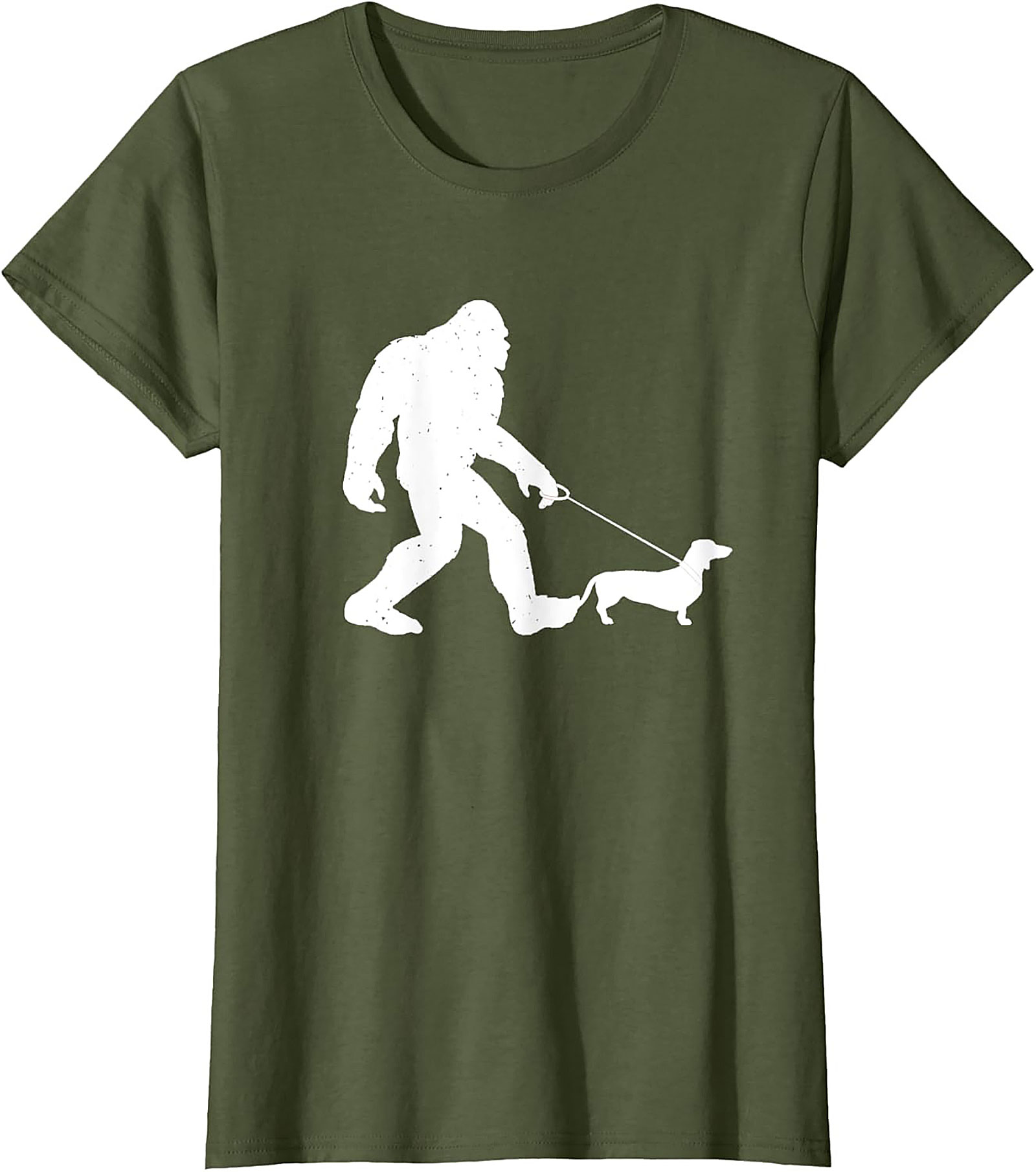 Bigfoot Walking Dachshund Funny T-shirt | Sasquatch Wiener Dog Graphic Tee