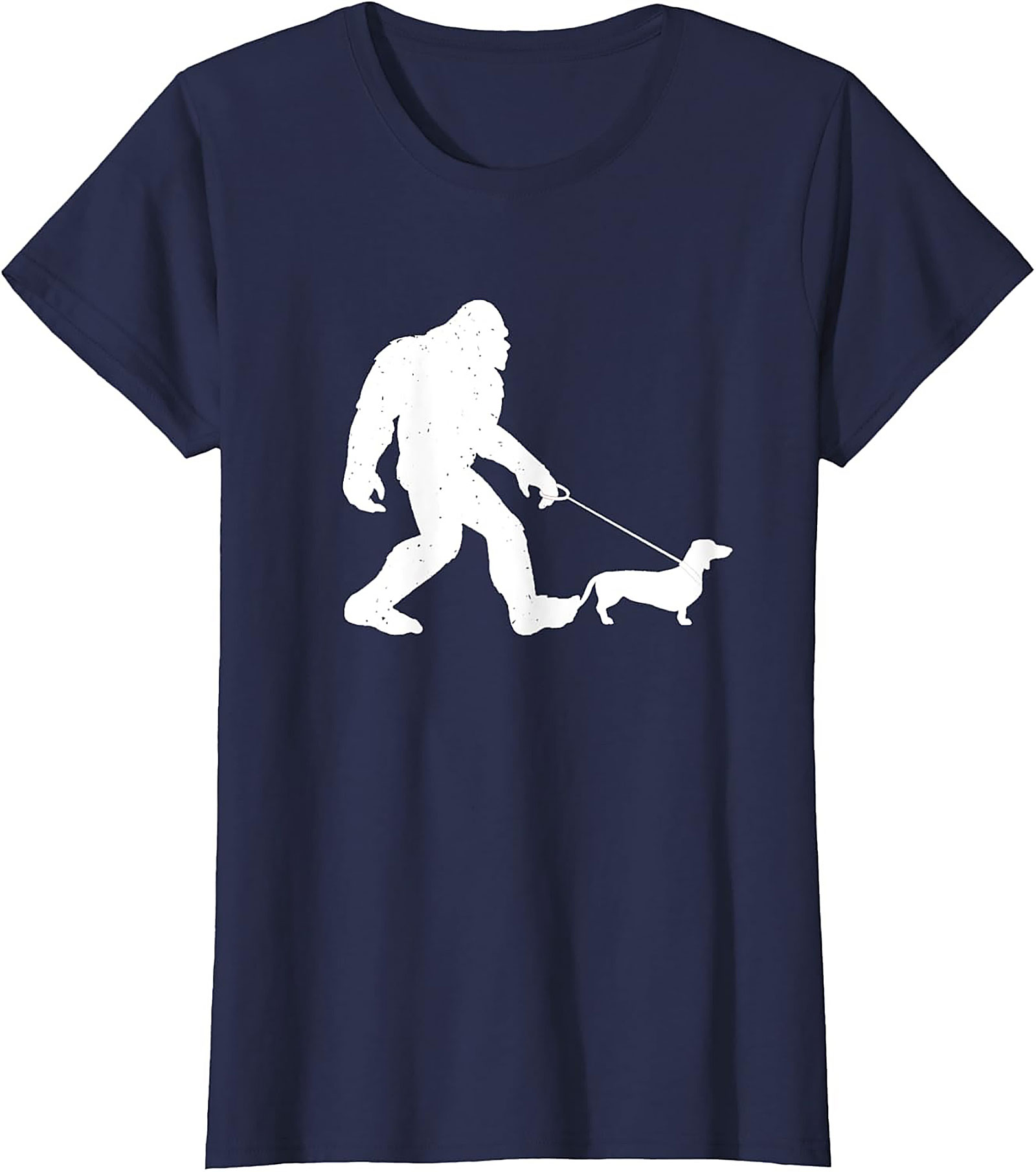 Bigfoot Walking Dachshund Funny T-shirt | Sasquatch Wiener Dog Graphic Tee