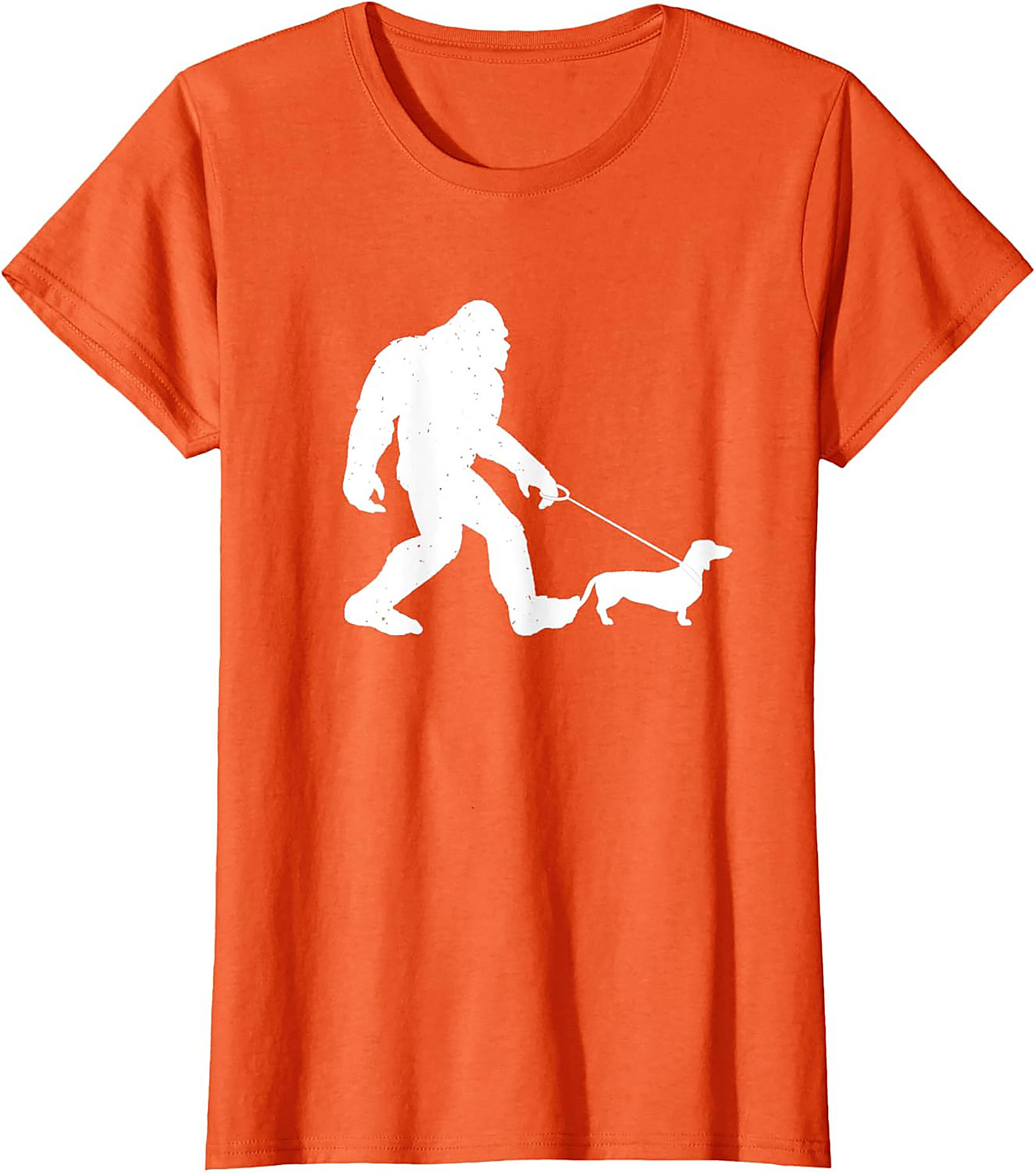 Bigfoot Walking Dachshund Funny T-shirt | Sasquatch Wiener Dog Graphic Tee