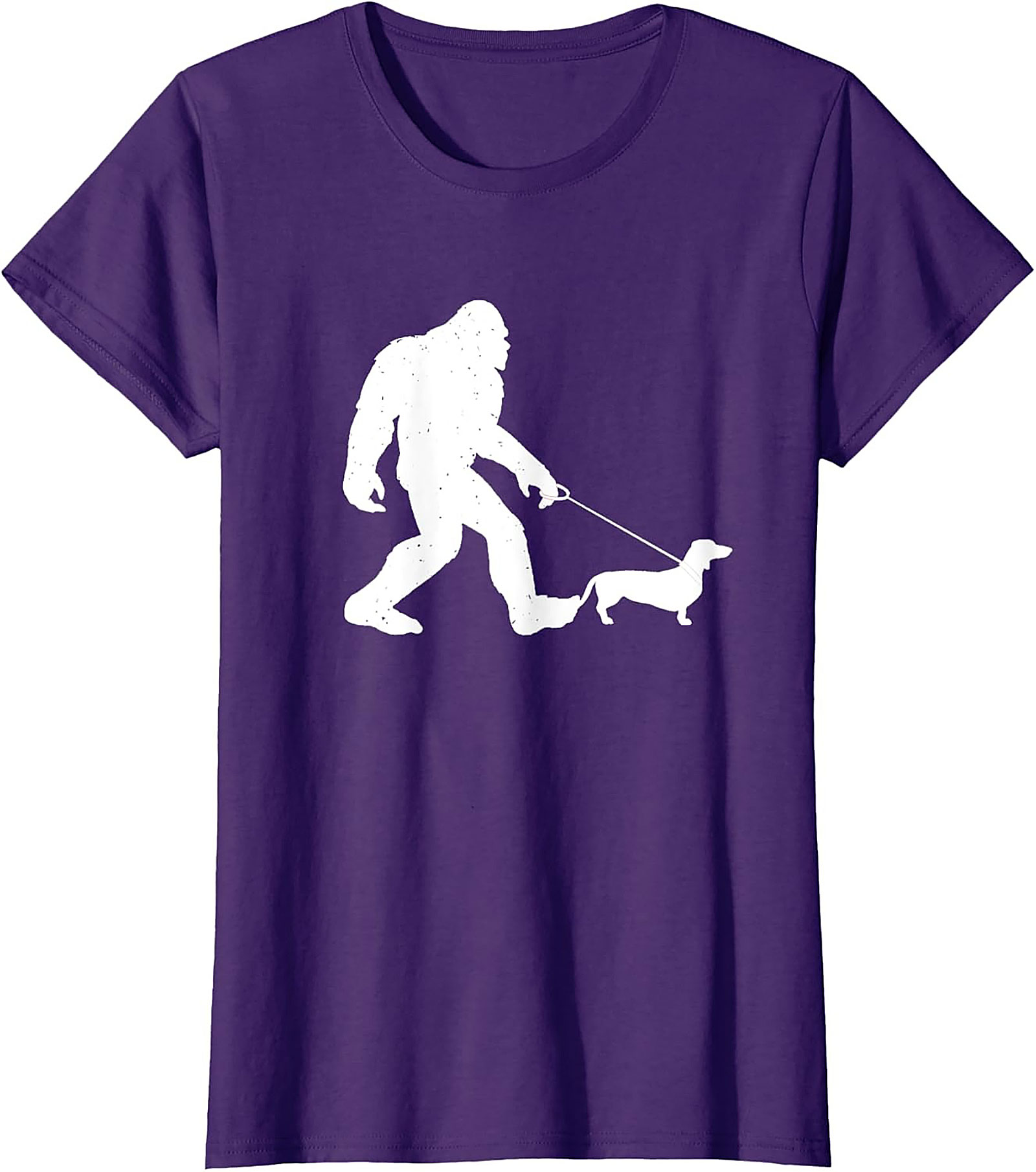 Bigfoot Walking Dachshund Funny T-shirt | Sasquatch Wiener Dog Graphic Tee