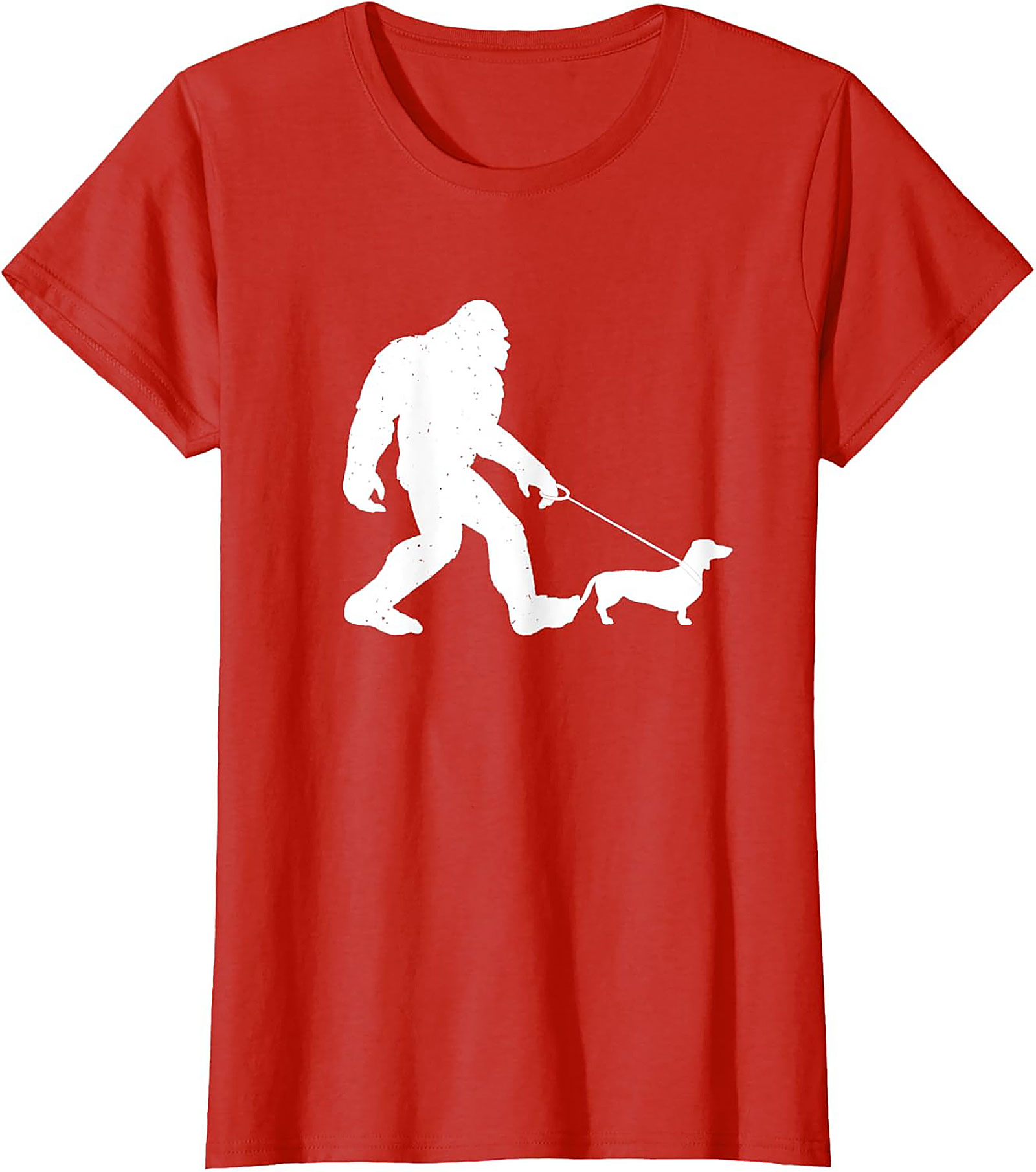 Bigfoot Walking Dachshund Funny T-shirt | Sasquatch Wiener Dog Graphic Tee