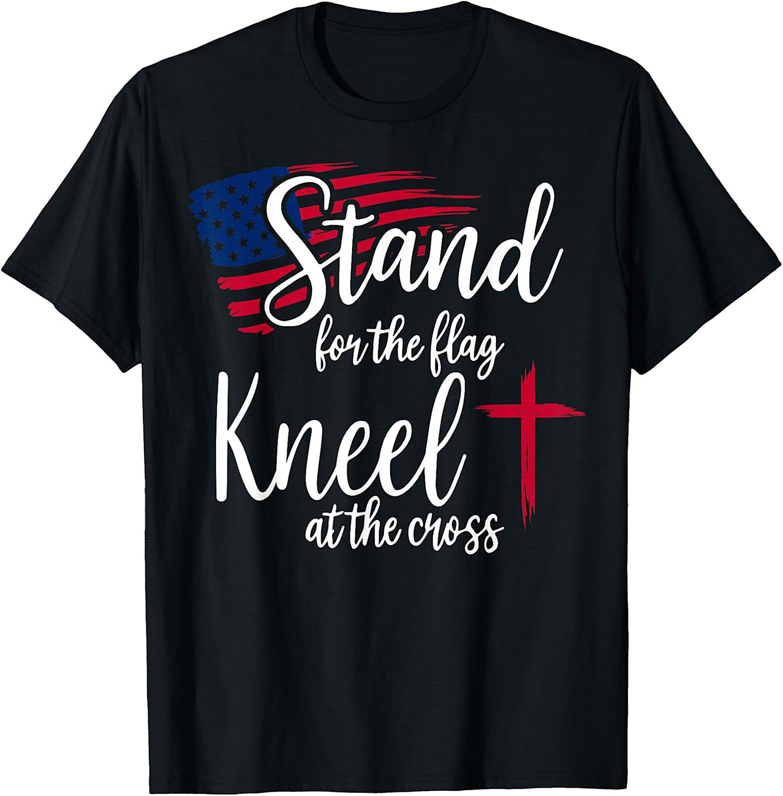 Stand for the Flag Kneel at the Cross Christian Patriotic Tee