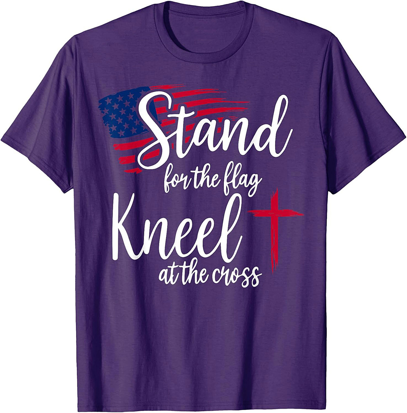 Stand for the Flag Kneel at the Cross Christian Patriotic Tee