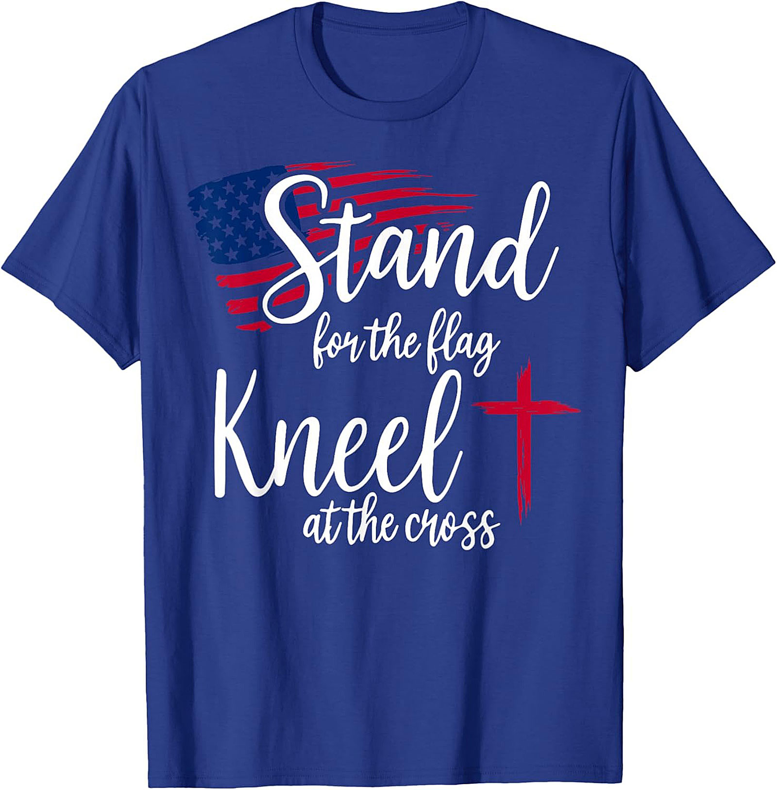 Stand for the Flag Kneel at the Cross Christian Patriotic Tee