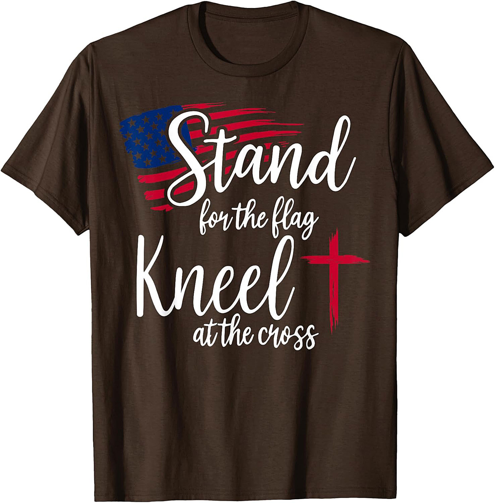 Stand for the Flag Kneel at the Cross Christian Patriotic Tee