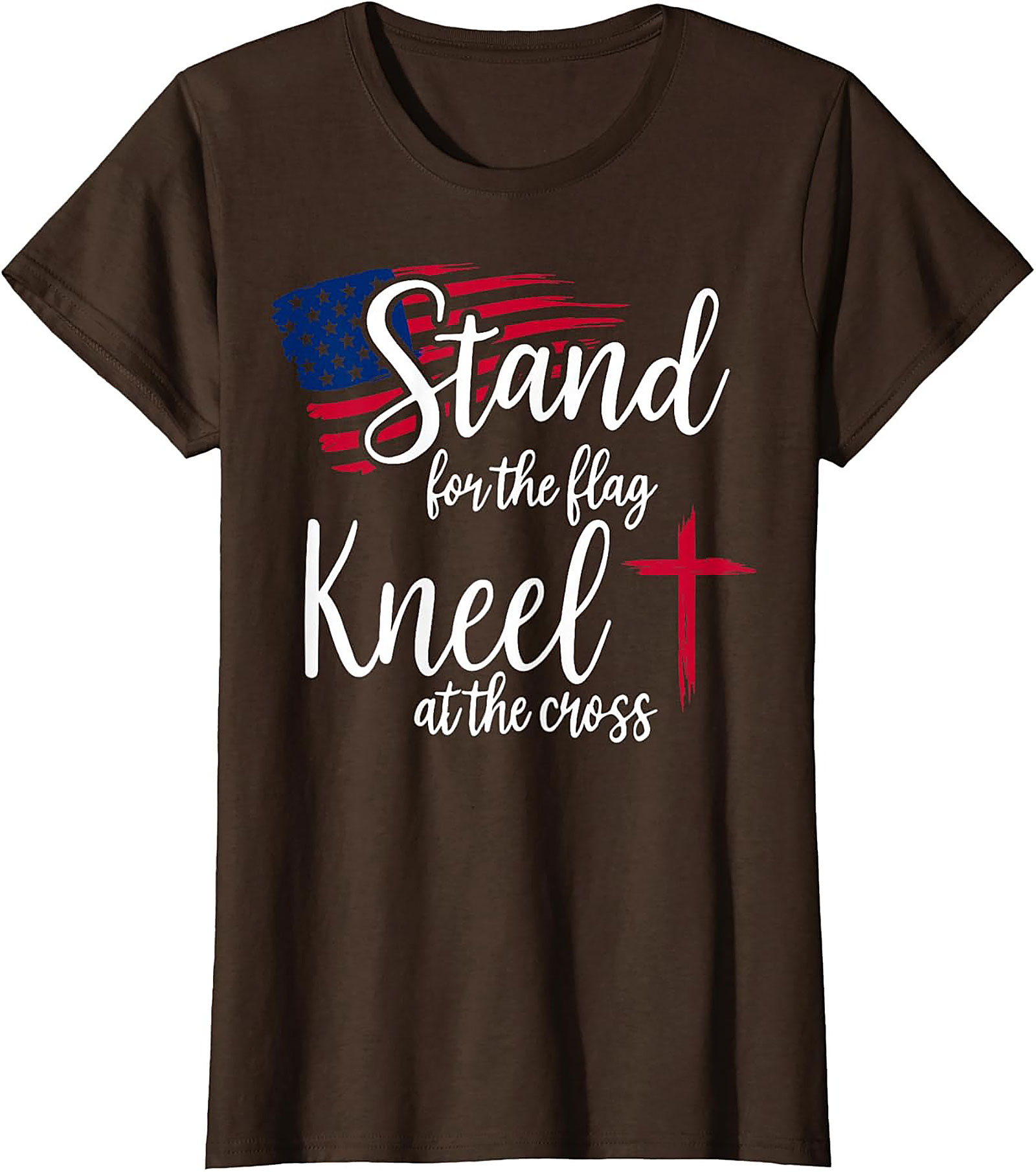 Stand for the Flag Kneel at the Cross Christian Patriotic Tee