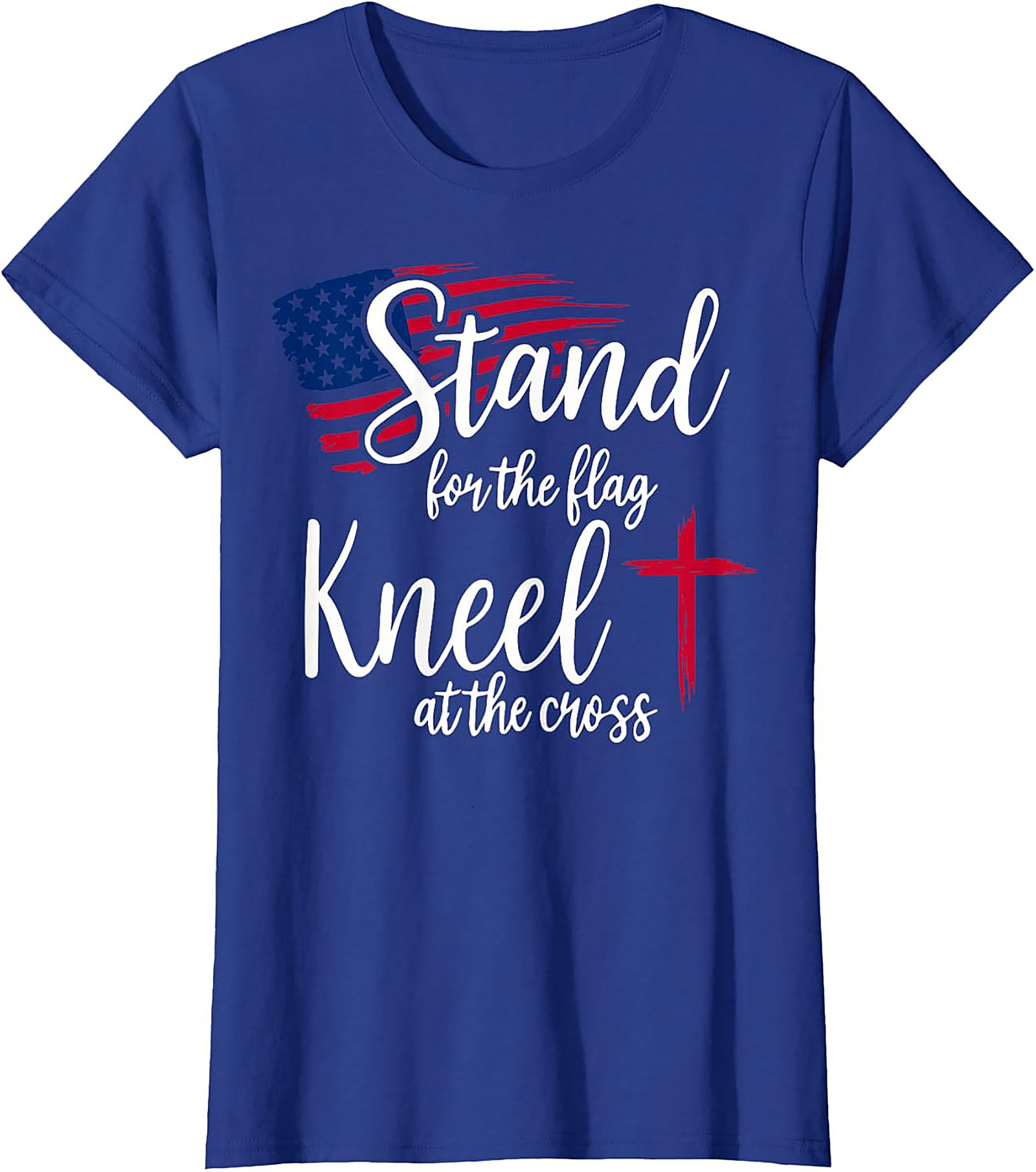 Stand for the Flag Kneel at the Cross Christian Patriotic Tee