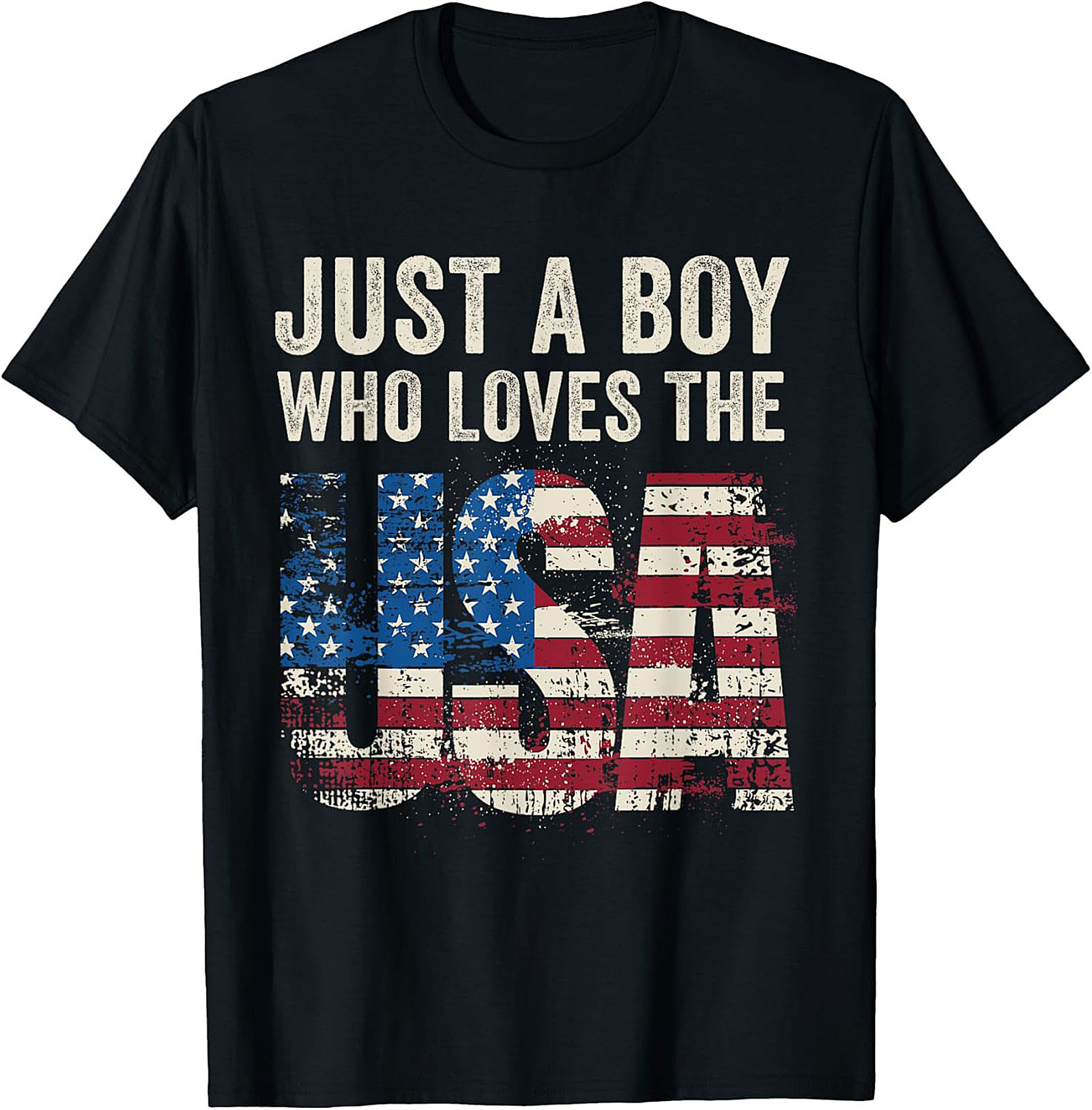 Just a Boy Who Loves the USA Patriotic Graphic Tee