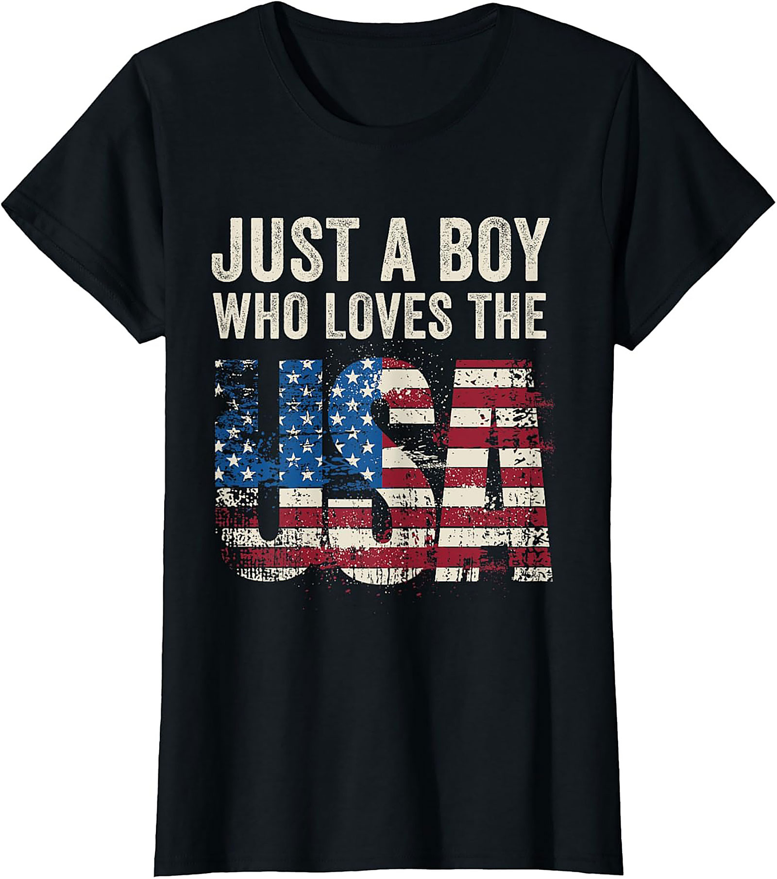 Just a Boy Who Loves the USA Patriotic Graphic Tee