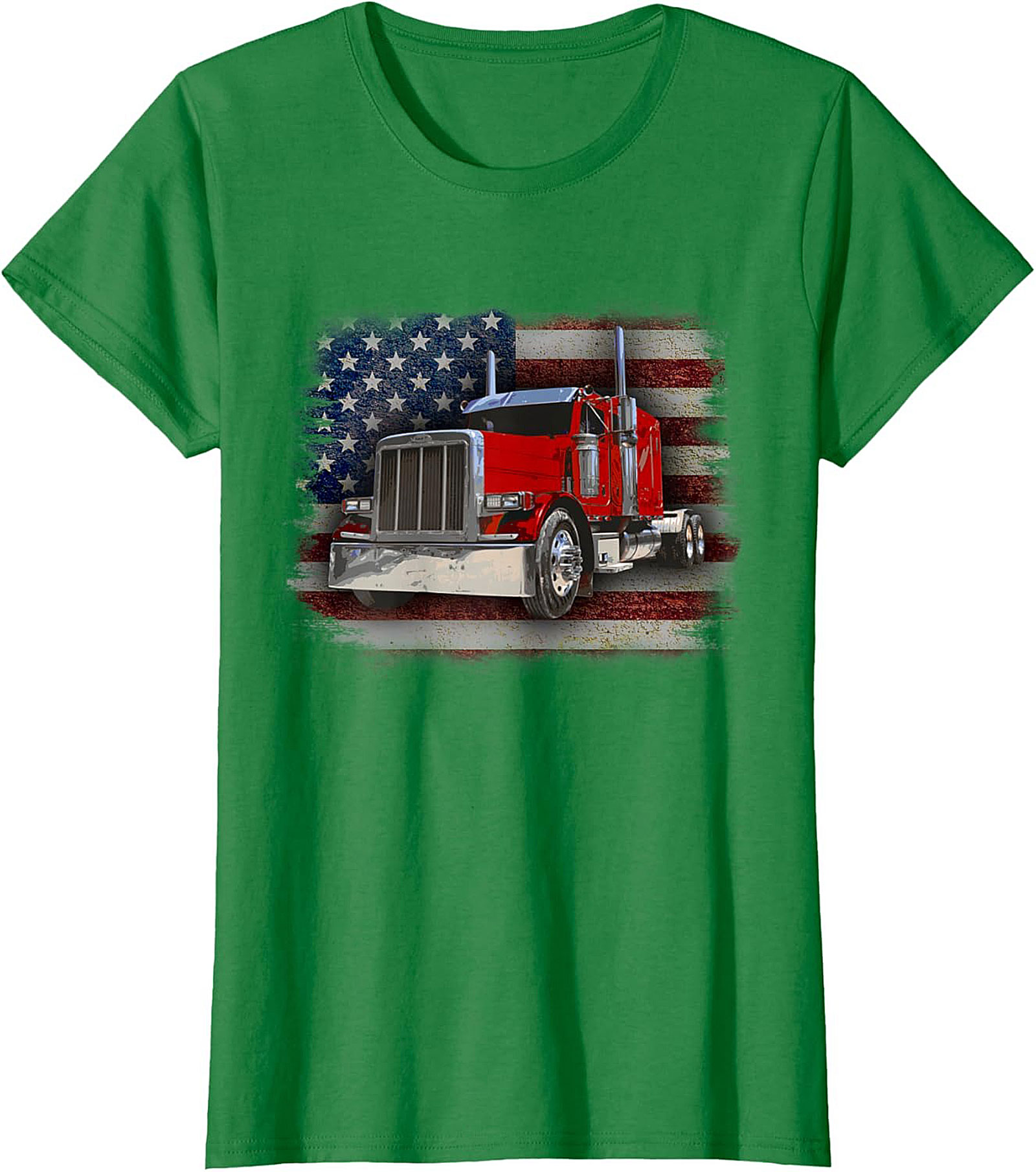  Patriotic Trucker T-shirt Classic Red Big Rig Graphic Tee
