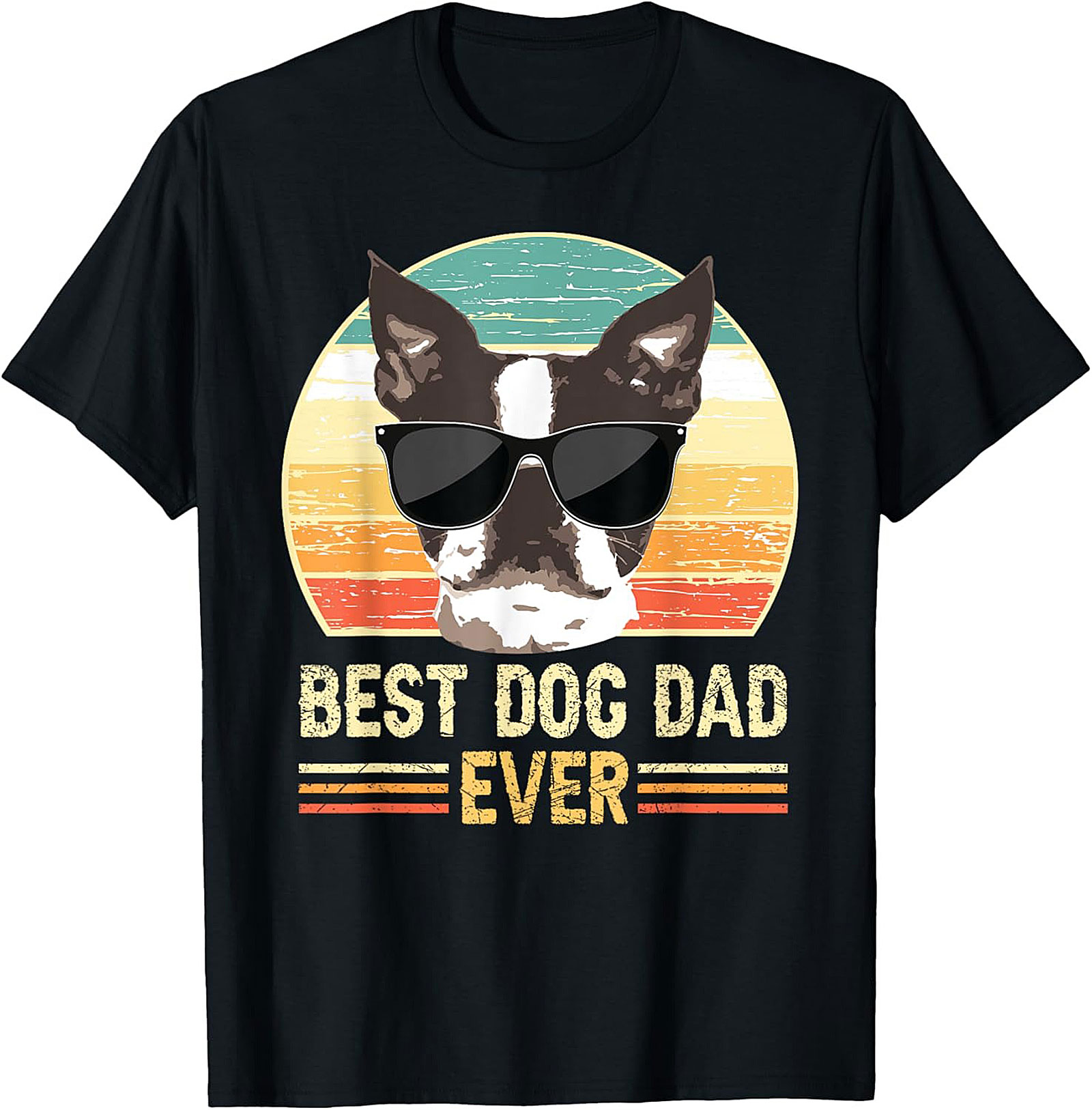 Best Dog Dad Ever Graphic Tee | Vintage Boston Terrier Dog Dad Shirt