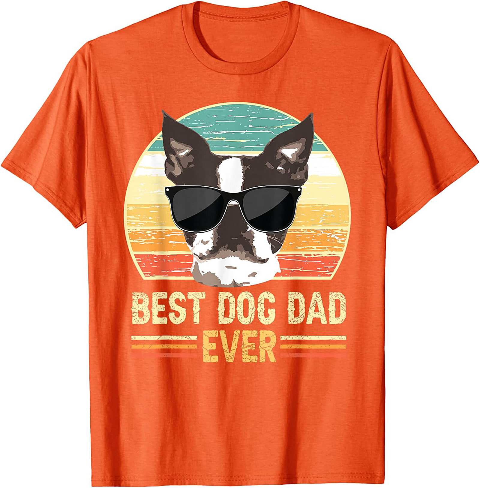 Best Dog Dad Ever Graphic Tee | Vintage Boston Terrier Dog Dad Shirt