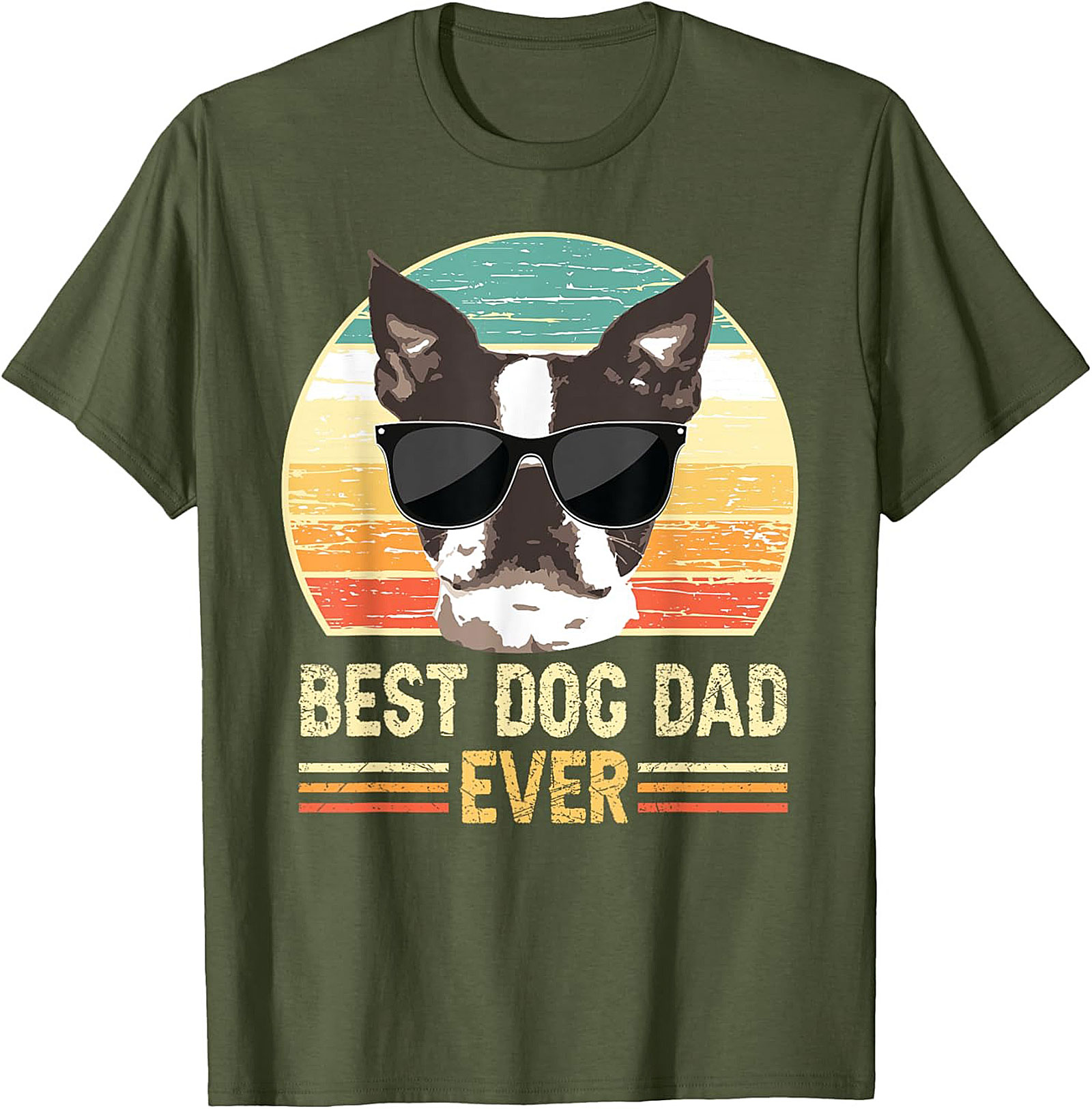 Best Dog Dad Ever Graphic Tee | Vintage Boston Terrier Dog Dad Shirt
