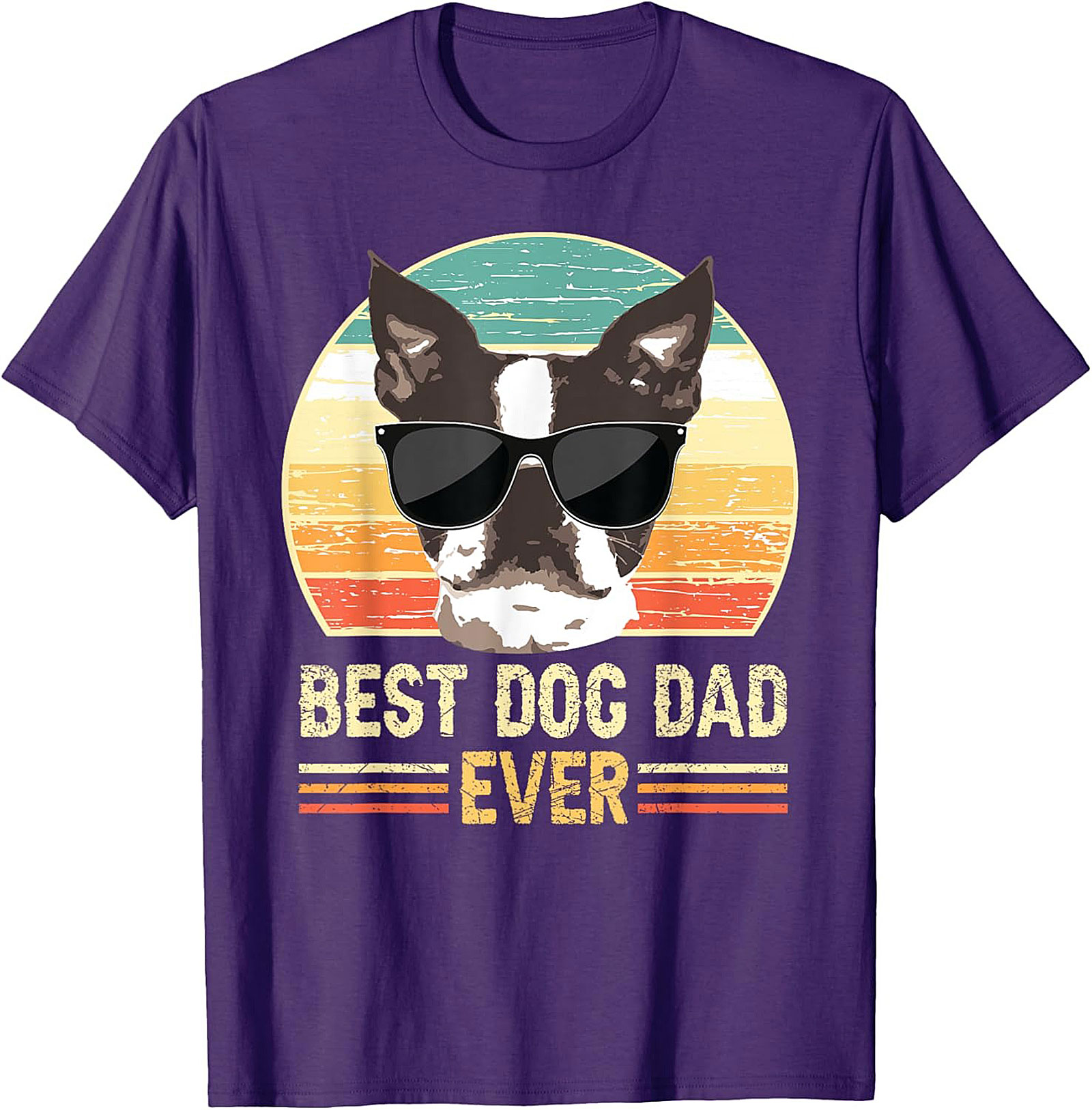Best Dog Dad Ever Graphic Tee | Vintage Boston Terrier Dog Dad Shirt