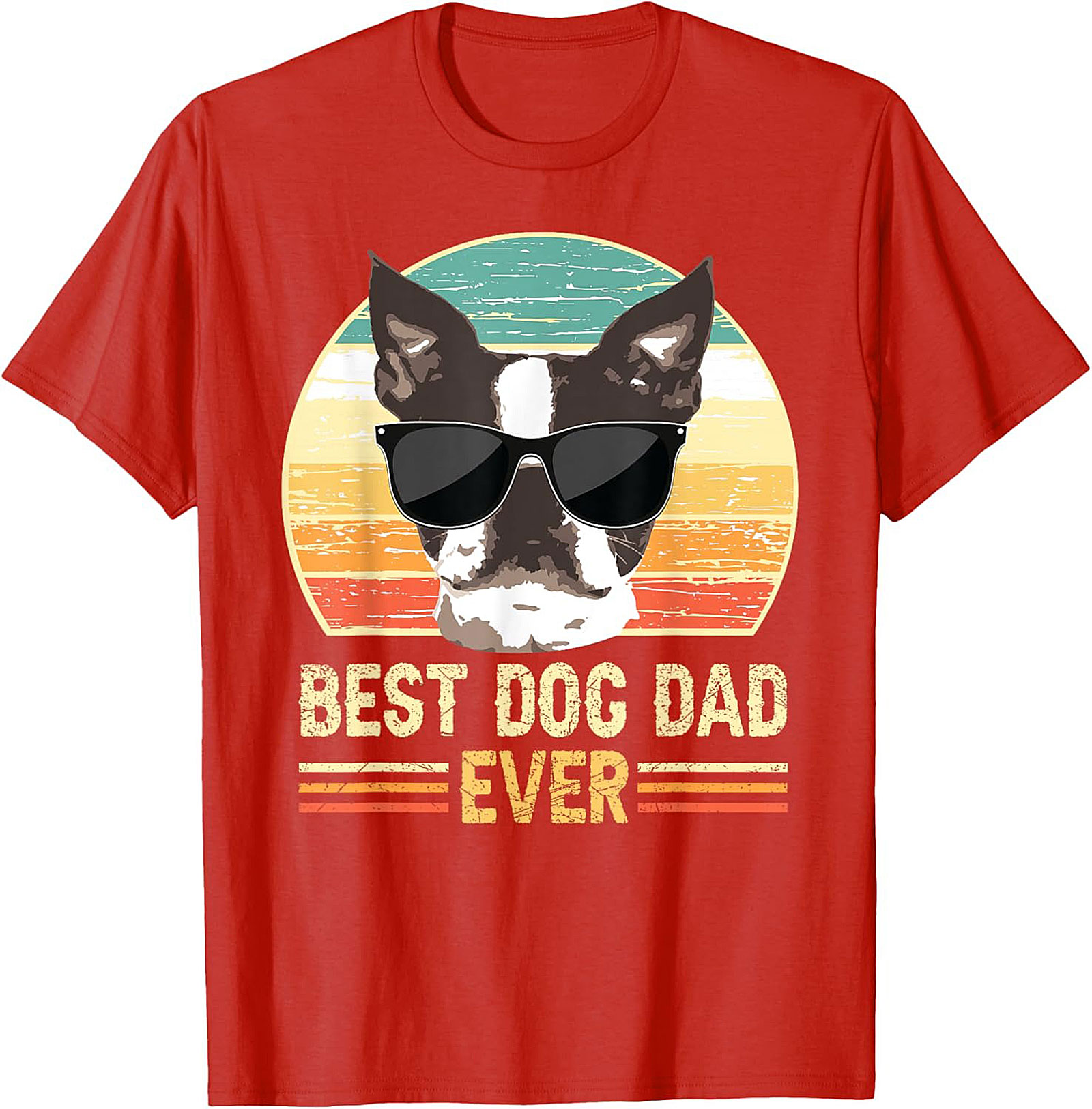 Best Dog Dad Ever Graphic Tee | Vintage Boston Terrier Dog Dad Shirt